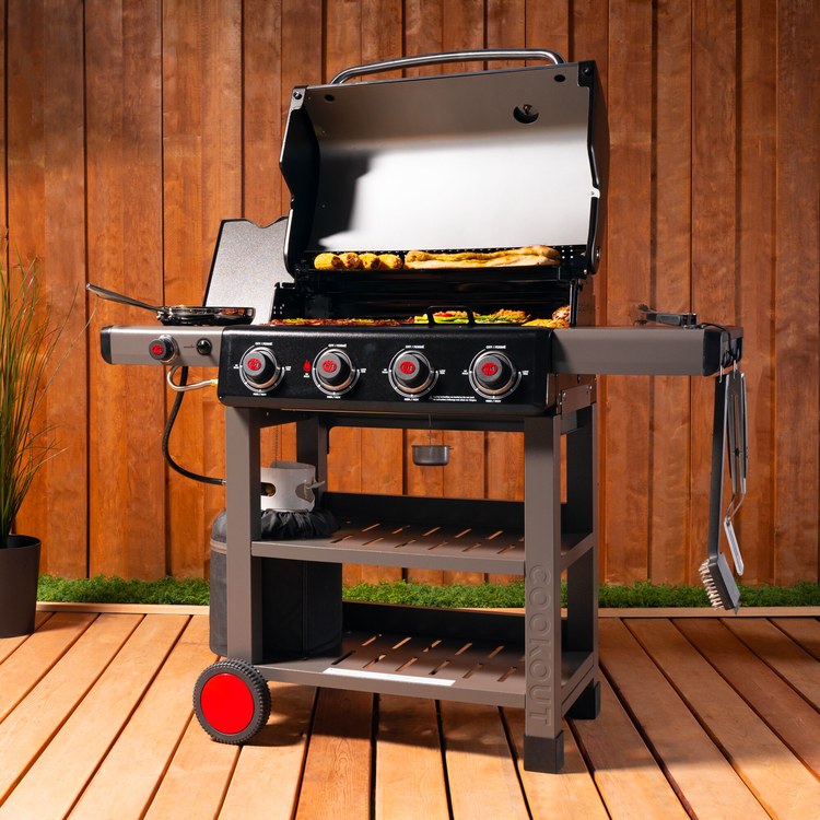 Coleman Cookout 4 Burner Portable Propane Grill with Side Burner