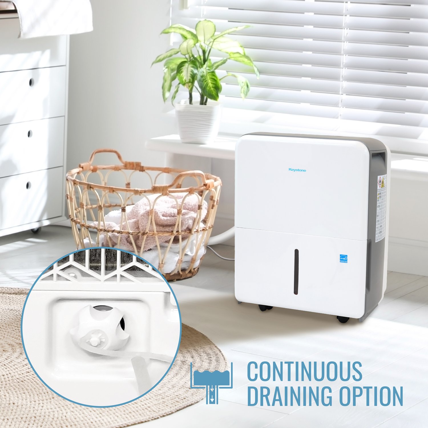 Keystone 25 Inch 35 Pint Portable Dehumidifier