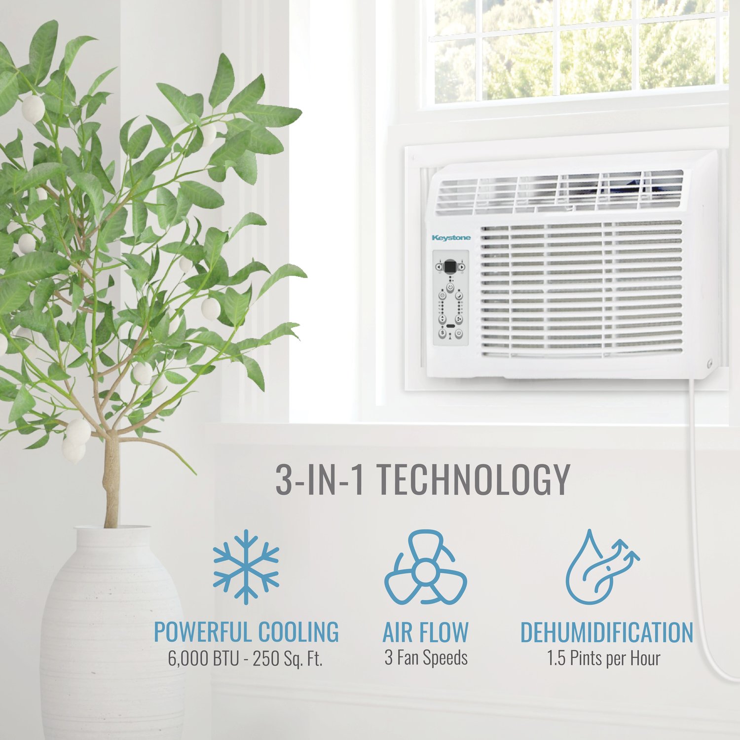 Keystone 19 Inch 6K BTU Window Air Conditioner - 115V