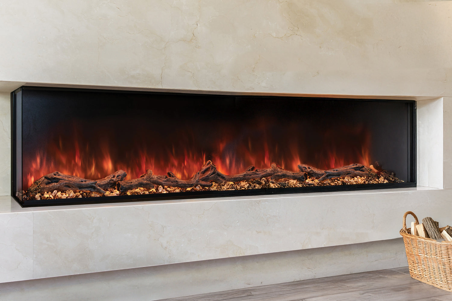 Modern Flames 120 Inch Landscape Pro Bay Front Electric Fireplace