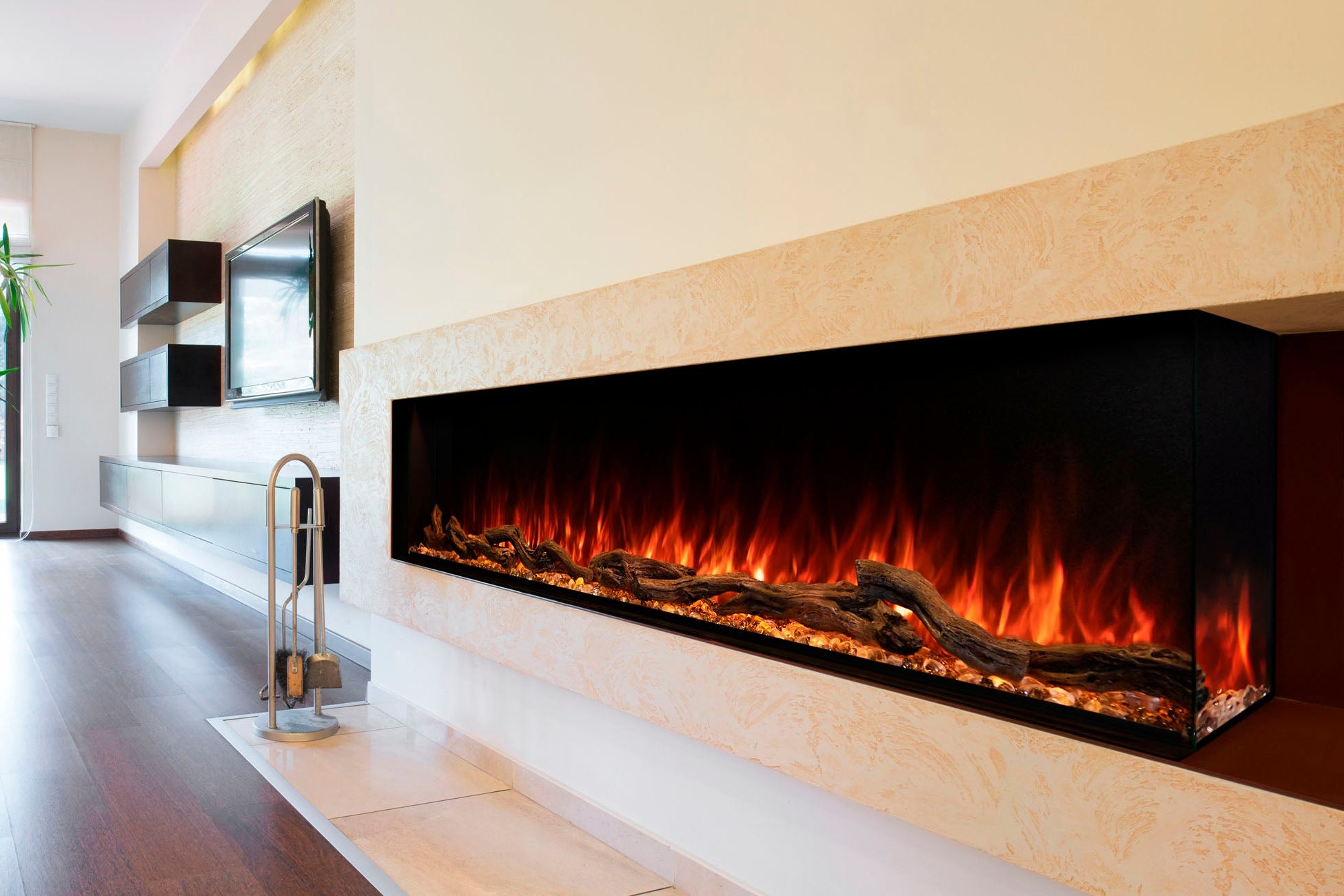 Modern Flames 120 Inch Landscape Pro Bay Front Electric Fireplace