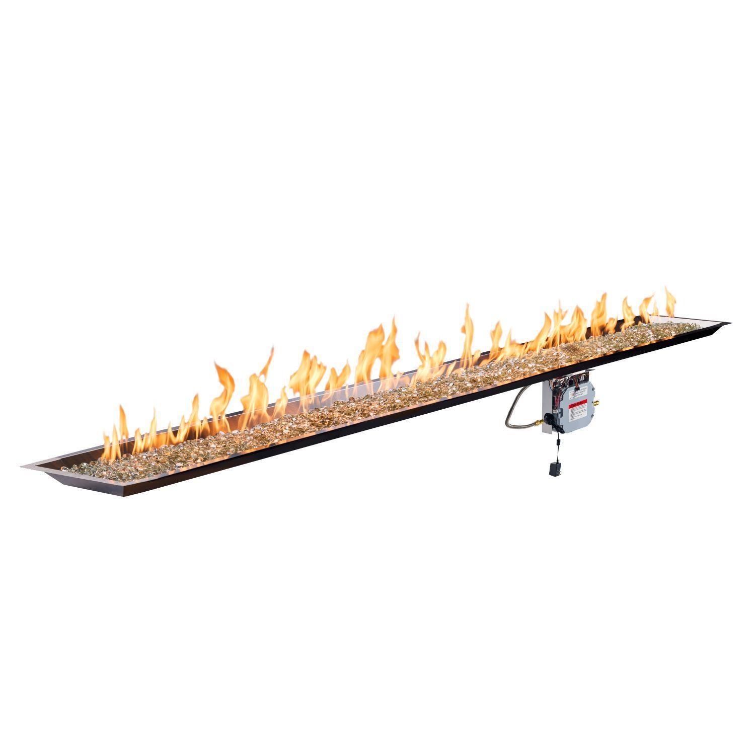 Outdoor Greatroom Company 108 x 12 Inch Crystal Fire Plus Linear Fire Pit Burner - Electric Ignition