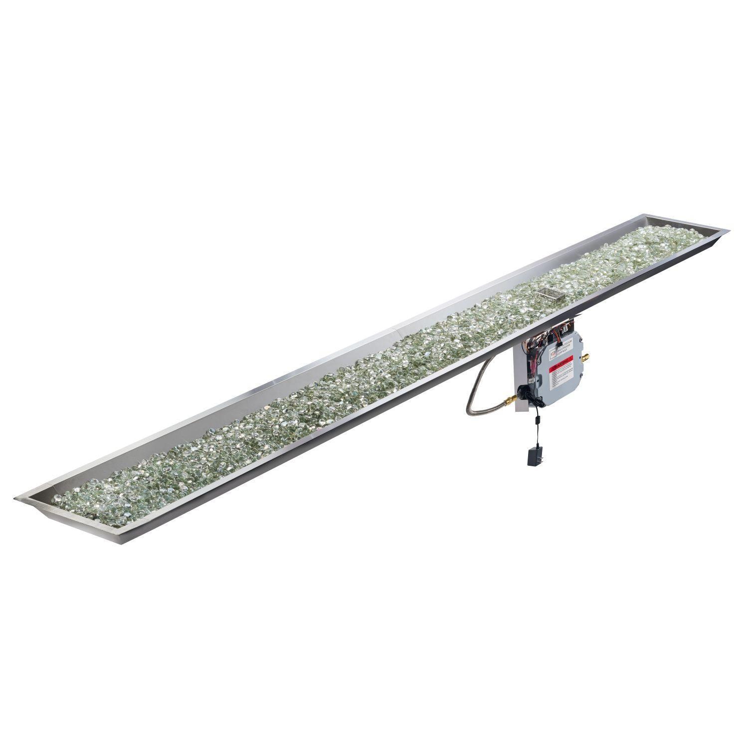 Outdoor Greatroom Company 108 x 12 Inch Crystal Fire Plus Linear Fire Pit Burner - Electric Ignition