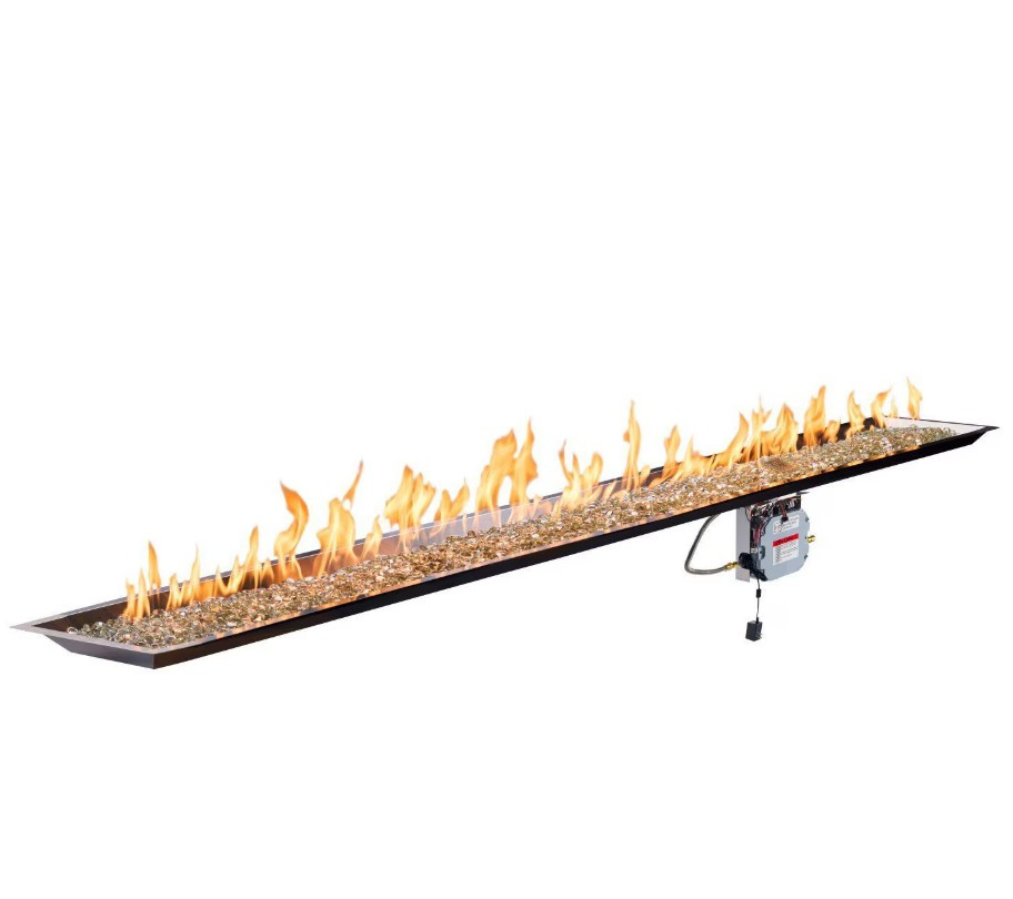 Outdoor Greatroom Company 120 x 12 Inch Crystal Fire Plus Linear Fire Pit Burner - Electric Ignition