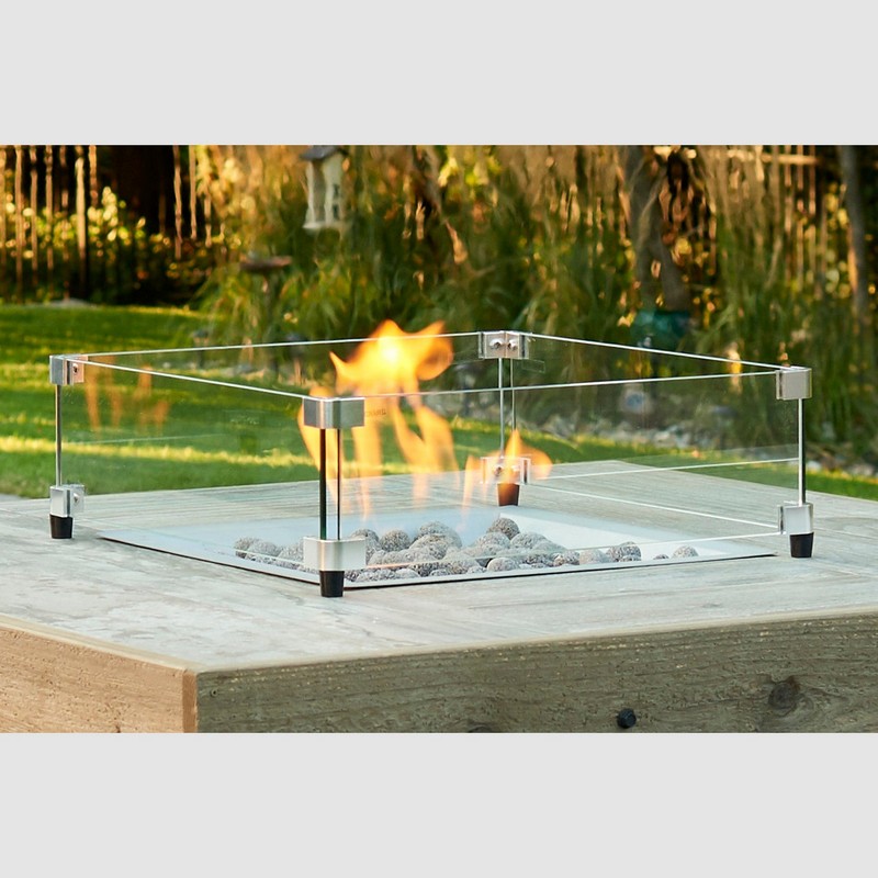 Outdoor Greatroom Company Square Glass Wind Guard for 16 Inch Burners