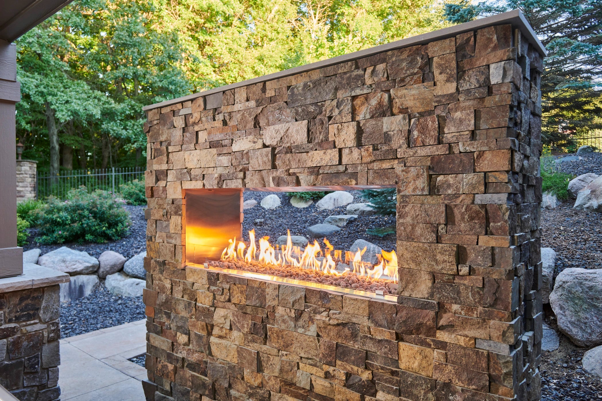 Outdoor Greatroom Company 72 Inch RTF See-Through Propane Fireplace - Electronic Ignition