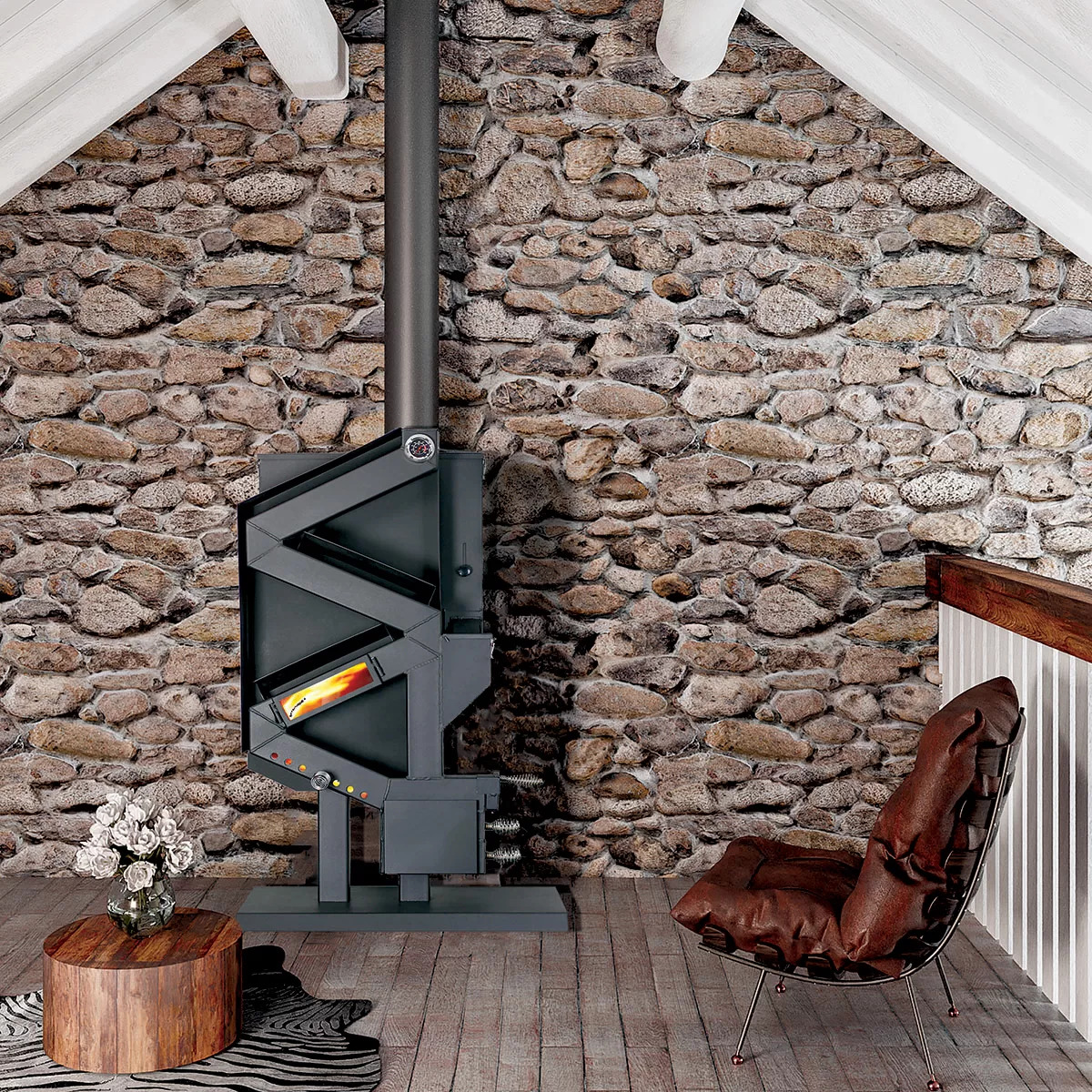 US Stove 24 Inch Wiseway GW1949 Gravity-Fed Non-Electric Pellet Stove