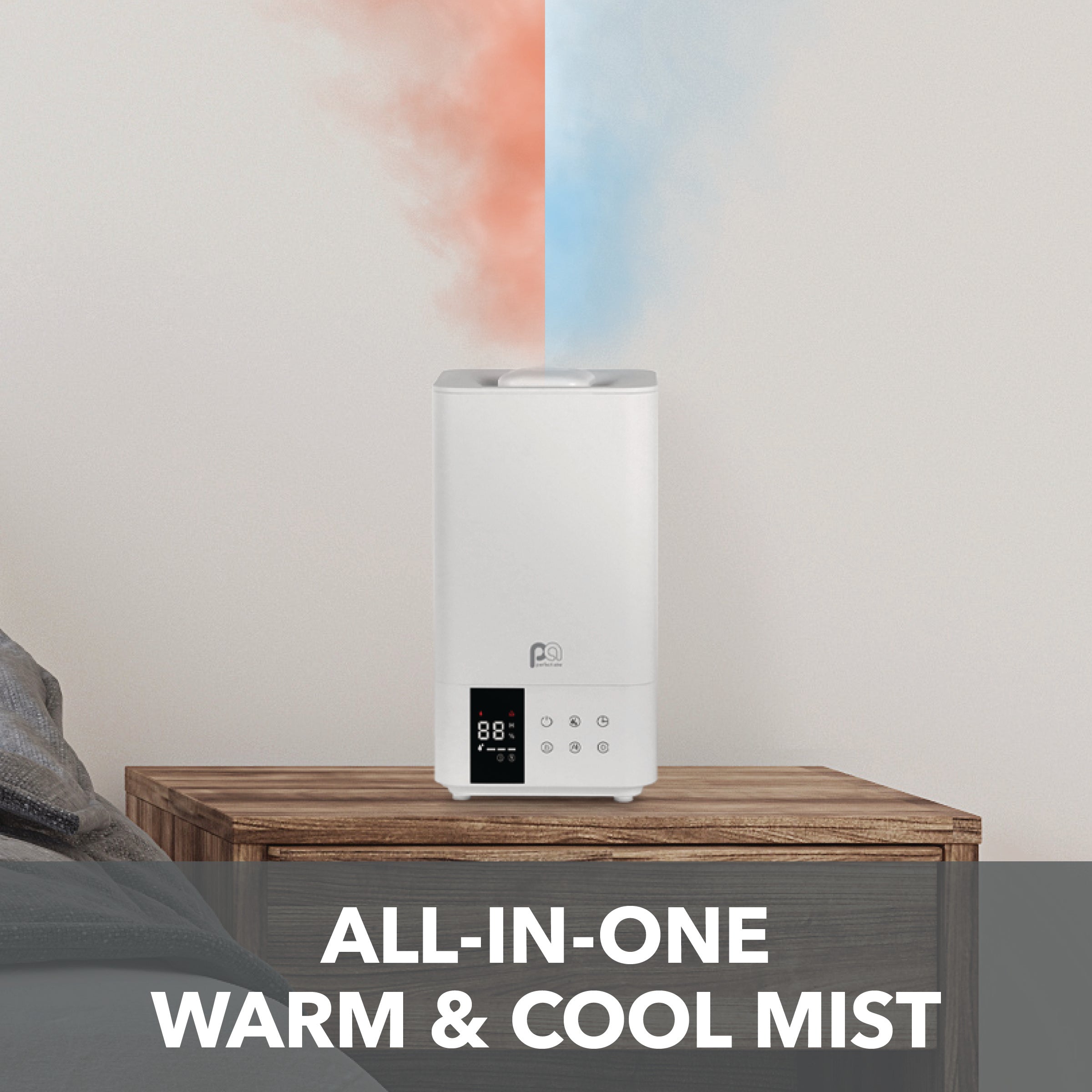 Perfect Aire 1.32 Gallon Top Fill Ultrasonic Cool/Warm Mist Hybrid Humidifier