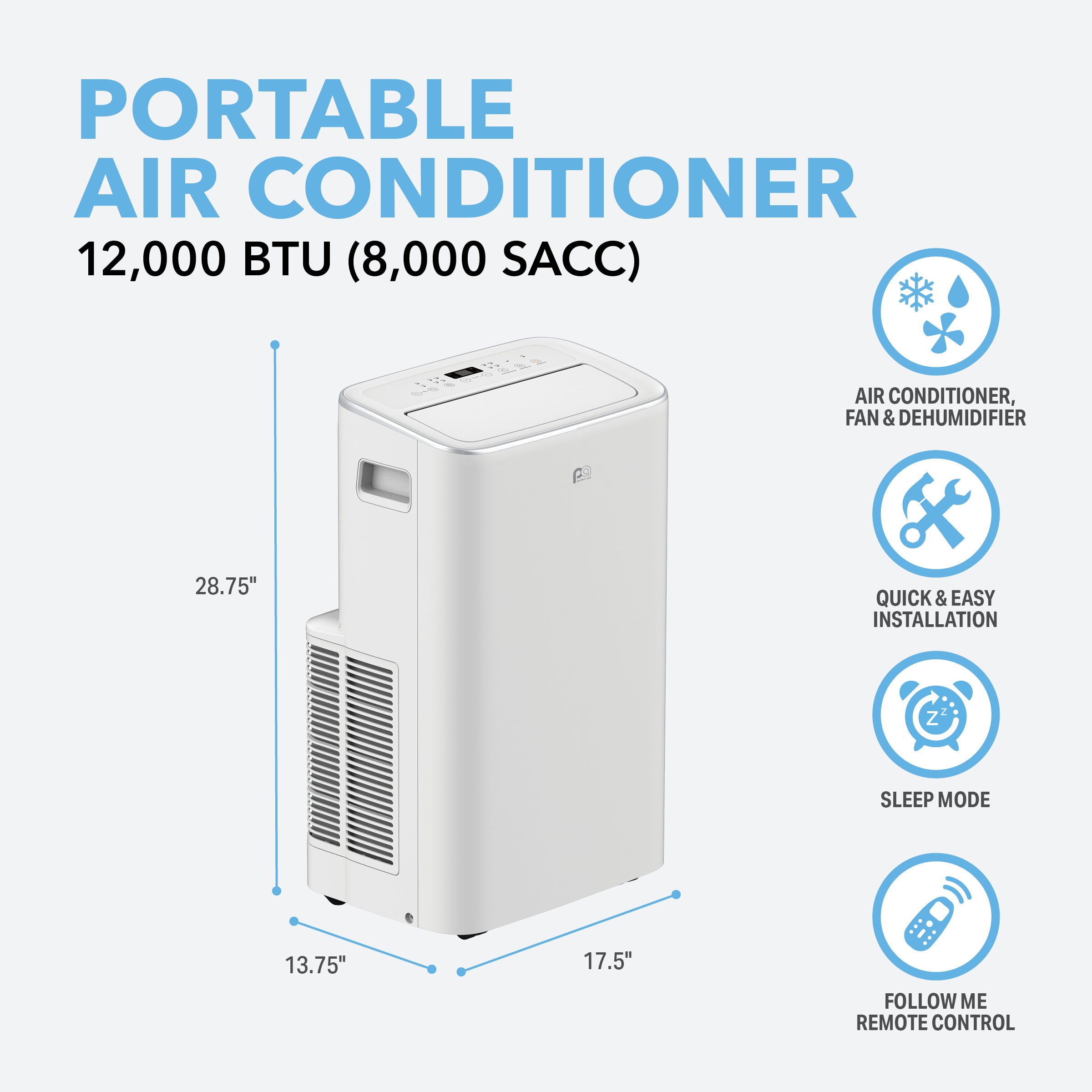 Perfect Aire 12K BTU Portable Air Conditioner with Full-Function Remote Control