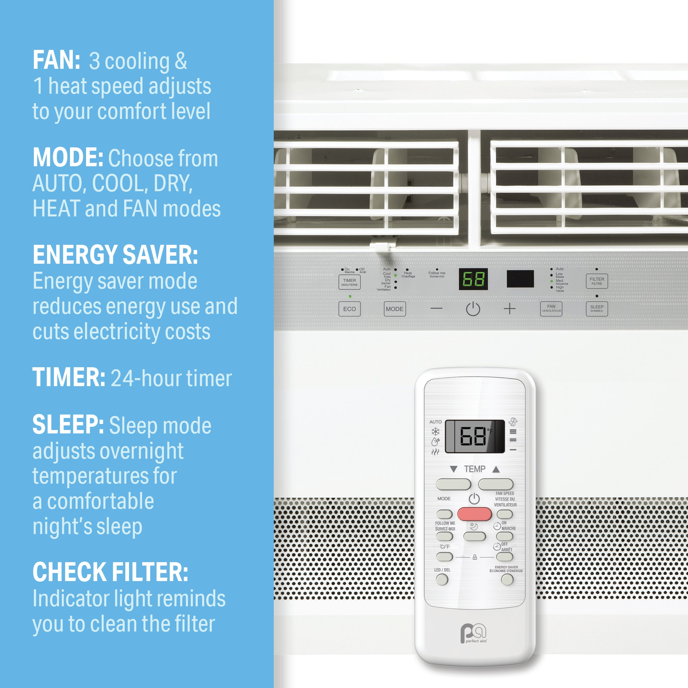 Perfect Aire 12K BTU Window Air Conditioner with Electric Heater