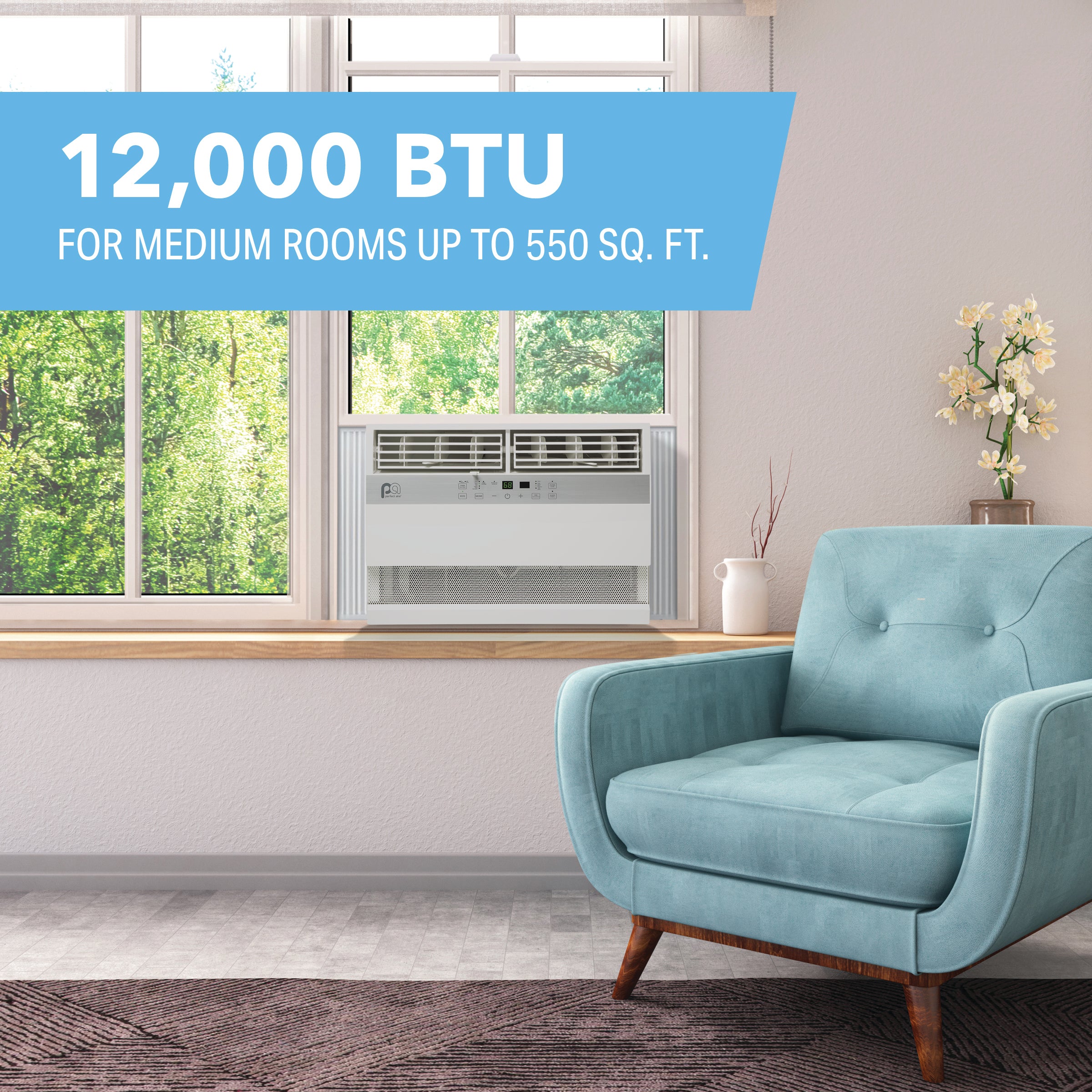 Perfect Aire 12K BTU Window Air Conditioner with Electric Heater