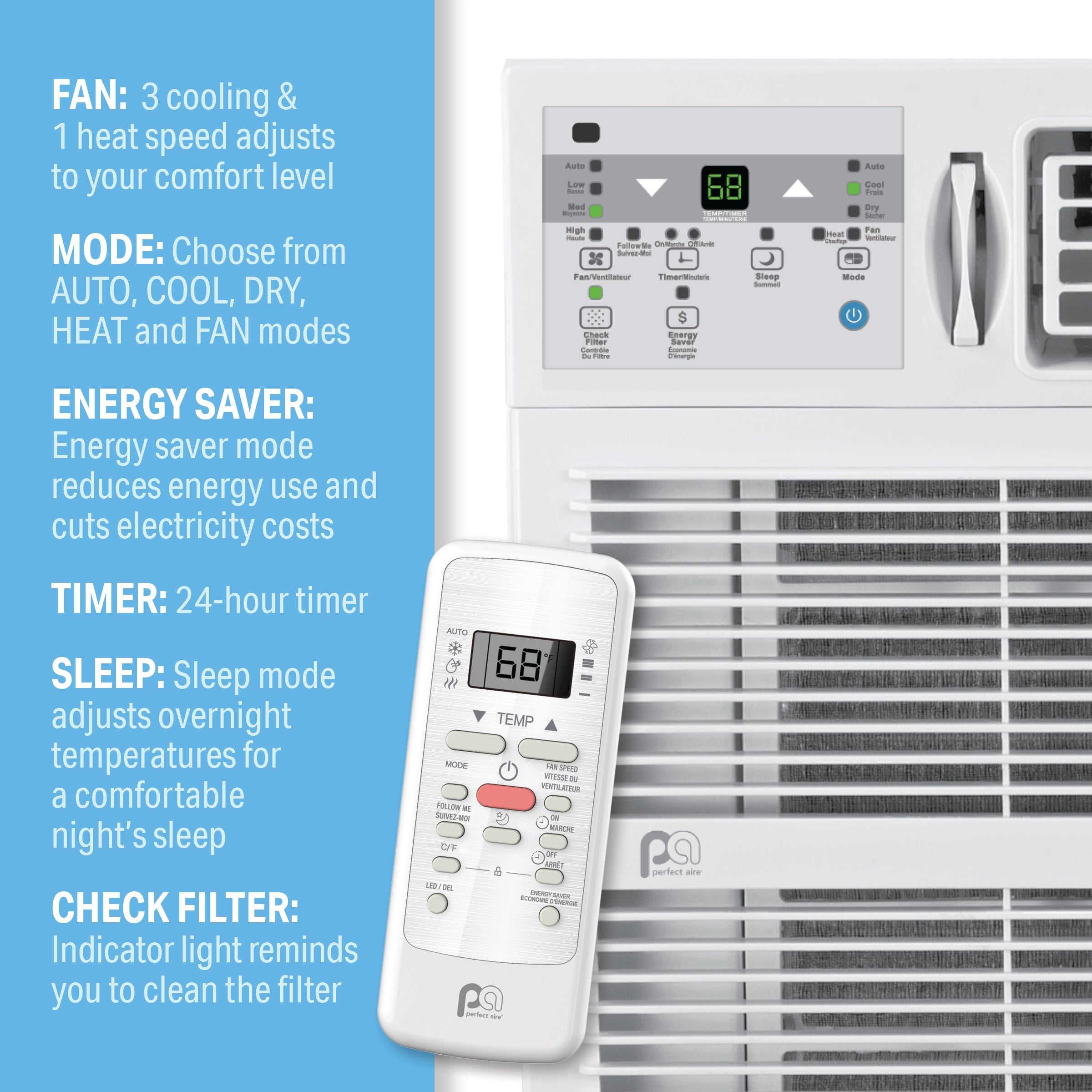 Perfect Aire 25K BTU Window Air Conditioner with Electric Heater