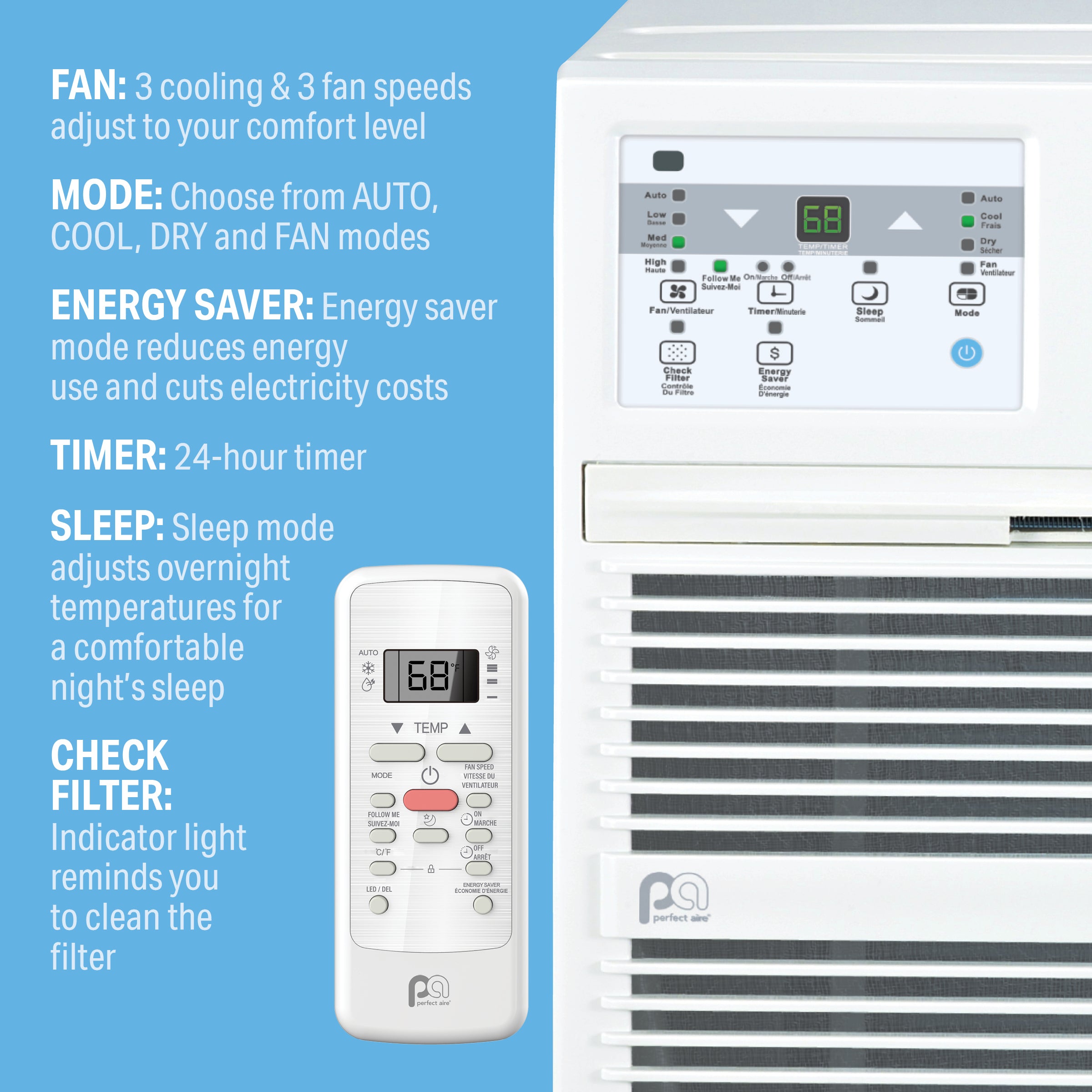 Perfect Aire 12K BTU Through-the-Wall Air Conditioner with Remote Control
