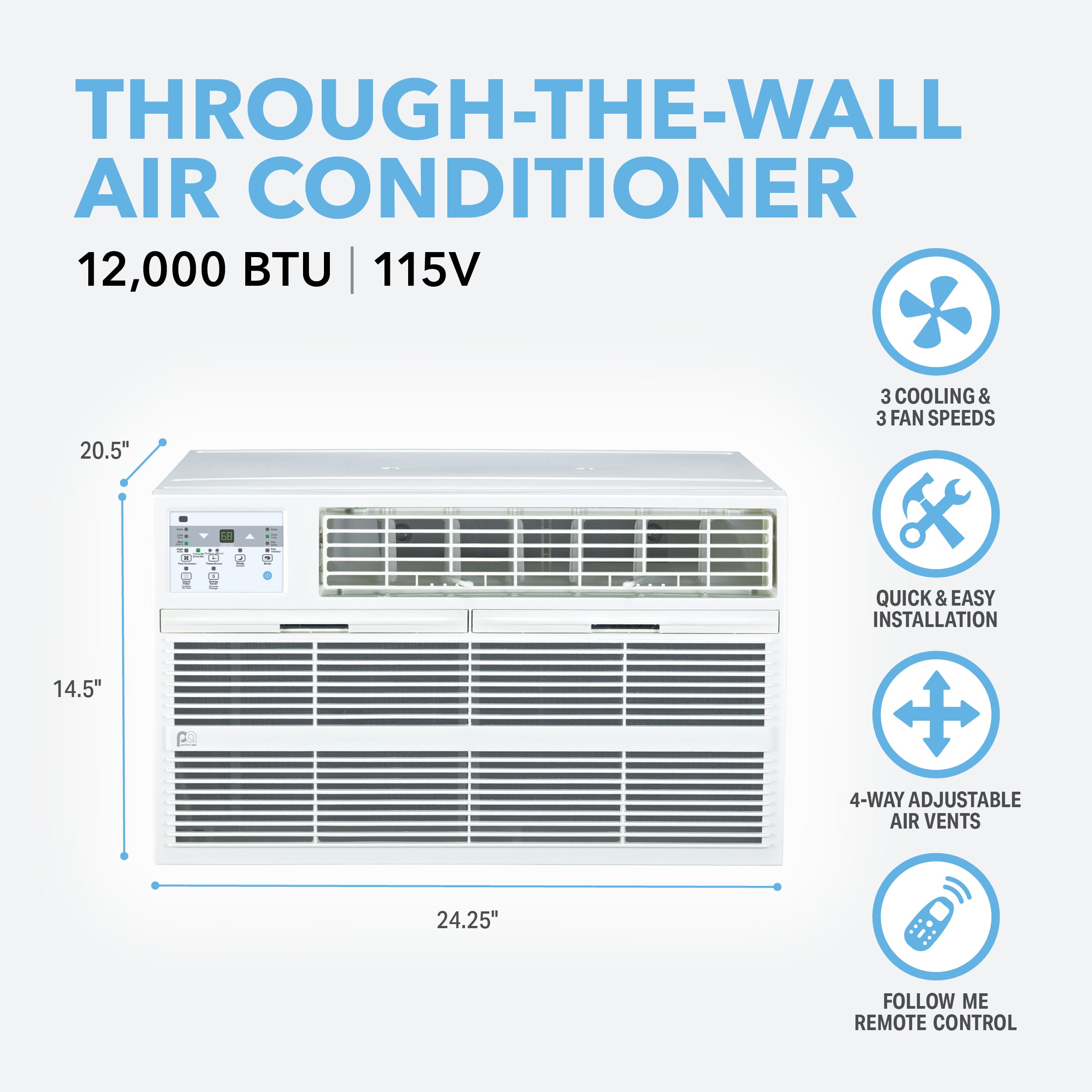 Perfect Aire 12K BTU Through-the-Wall Air Conditioner with Remote Control