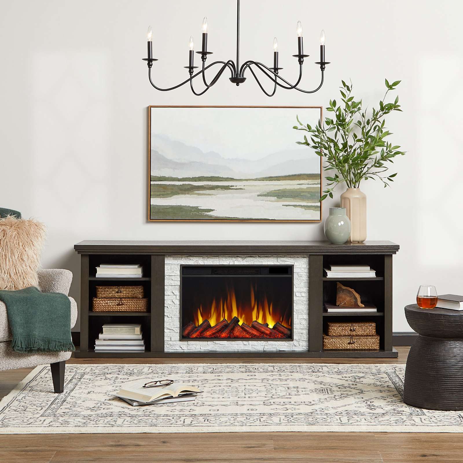 Real Flame 72 Inch Kenai Slim Electric Fireplace TV Stand
