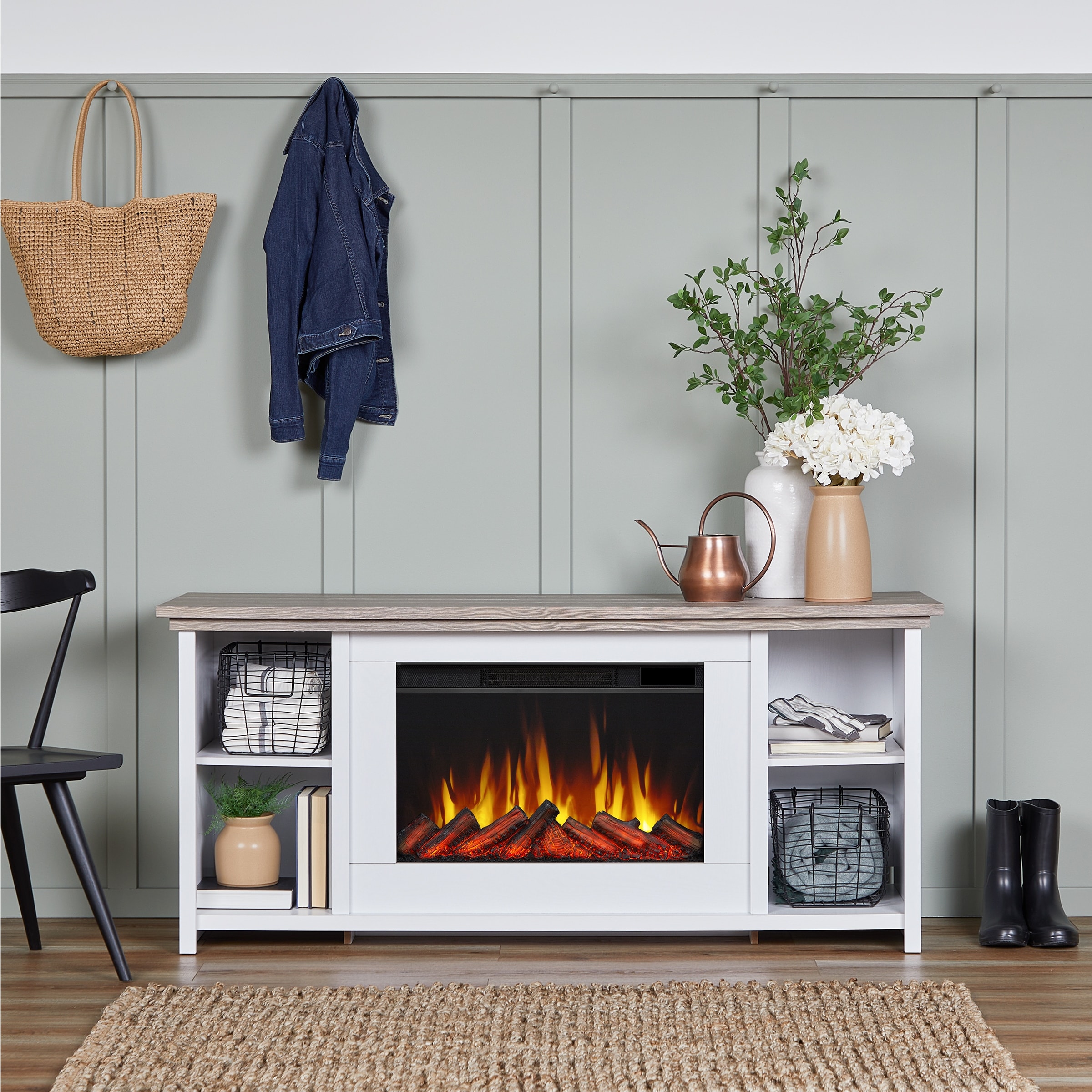 Real Flame 62 Inch Tramore Slim Electric Fireplace TV Stand