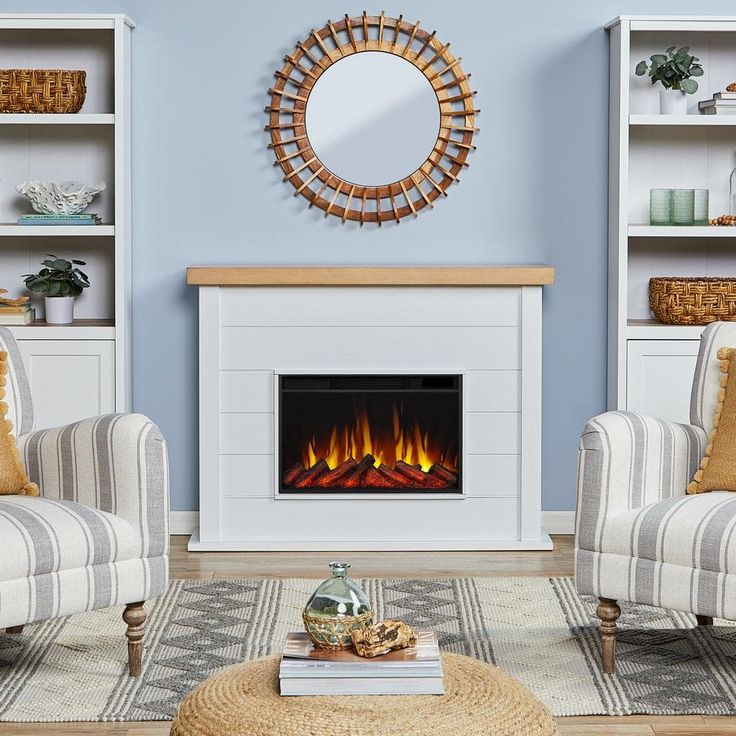Real Flame 49 Inch Marshall Slim Electric Fireplace with Mantel