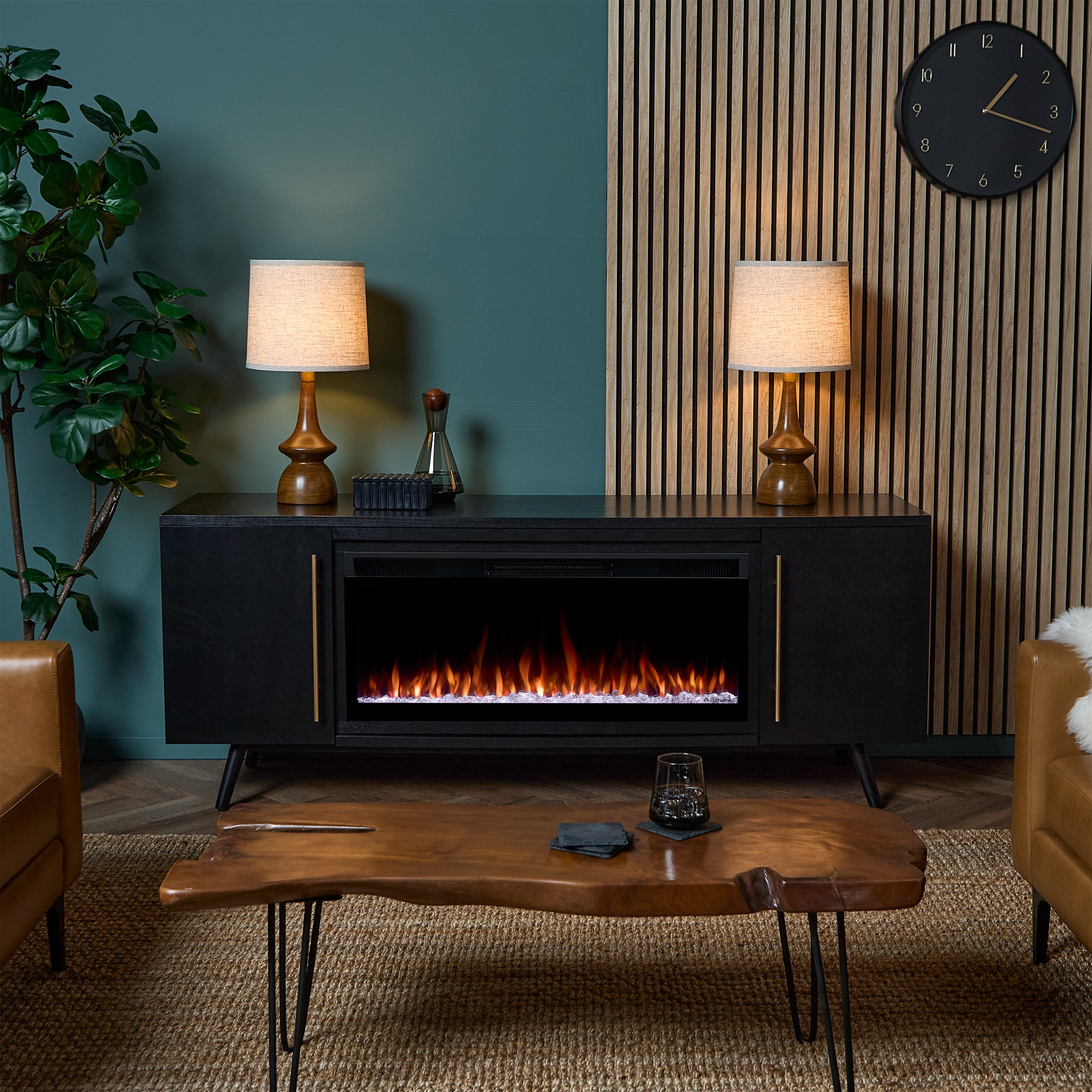 Real Flame 72 Inch Morris Landscape Smart Electric Fireplace TV Stand