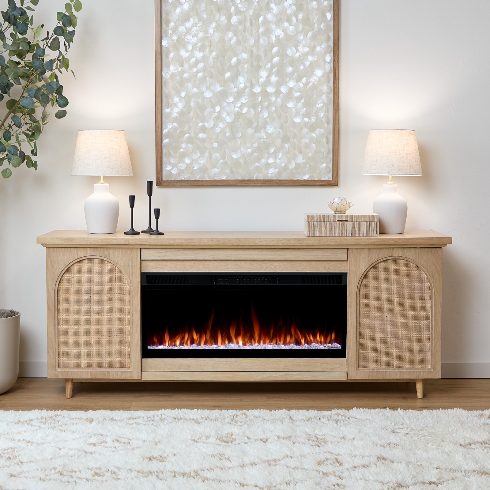 Real Flame 76 Inch Dahlia Landscape Electric Fireplace TV Stand
