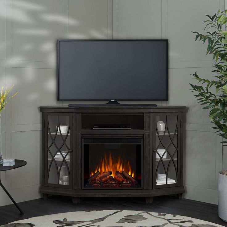 Real Flame 57 Inch Lynette Electric Fireplace with Corner Mantel