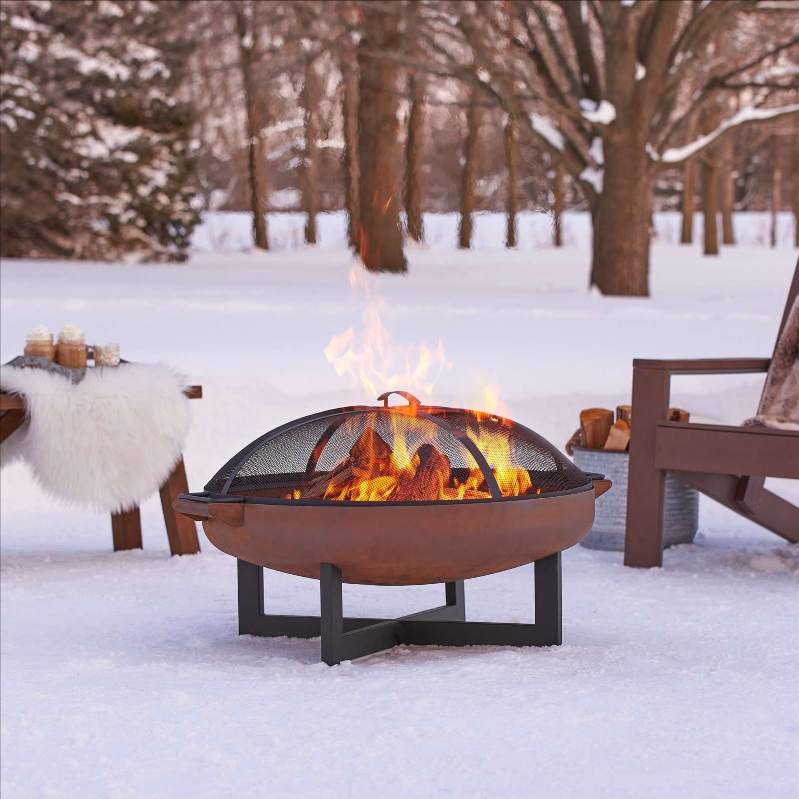 Real Flame 32 Inch La Porte Wood Burning Fire Pit