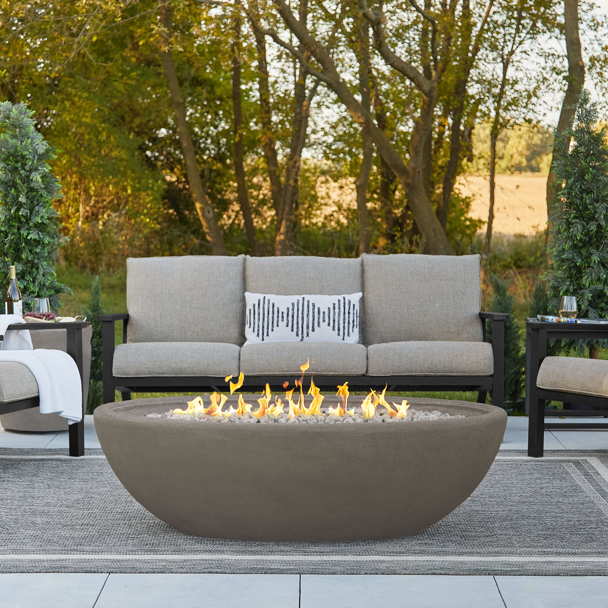 Real Flame 58 Inch Riverside Oval Propane Fire Bowl