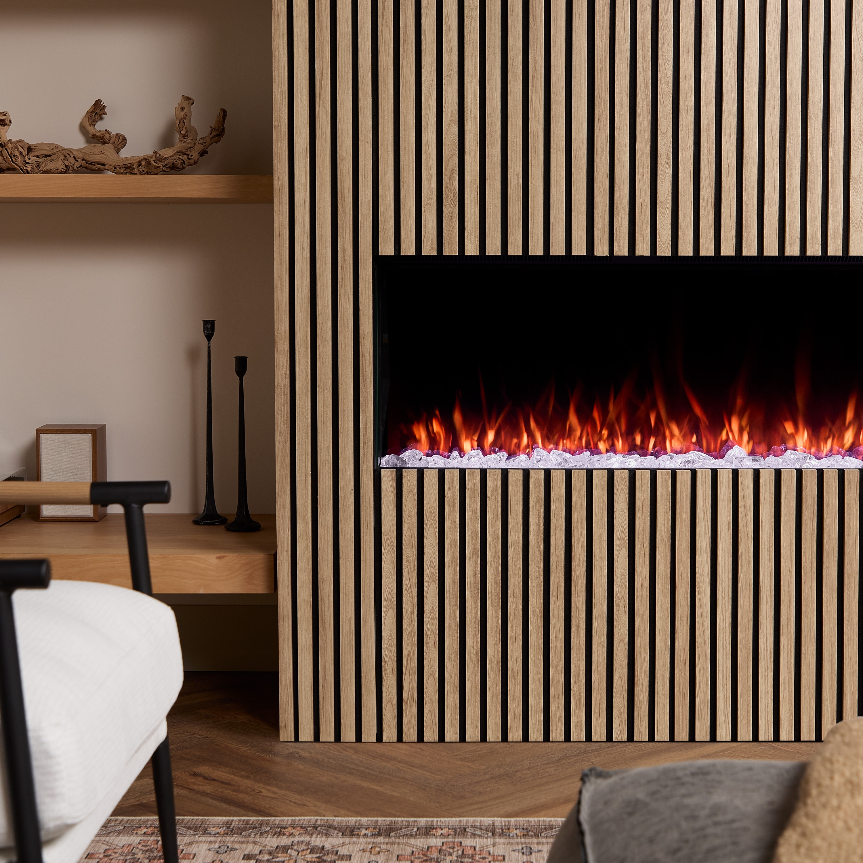 Real Flame 64 Inch Bay Front Linear Smart Electric Fireplace