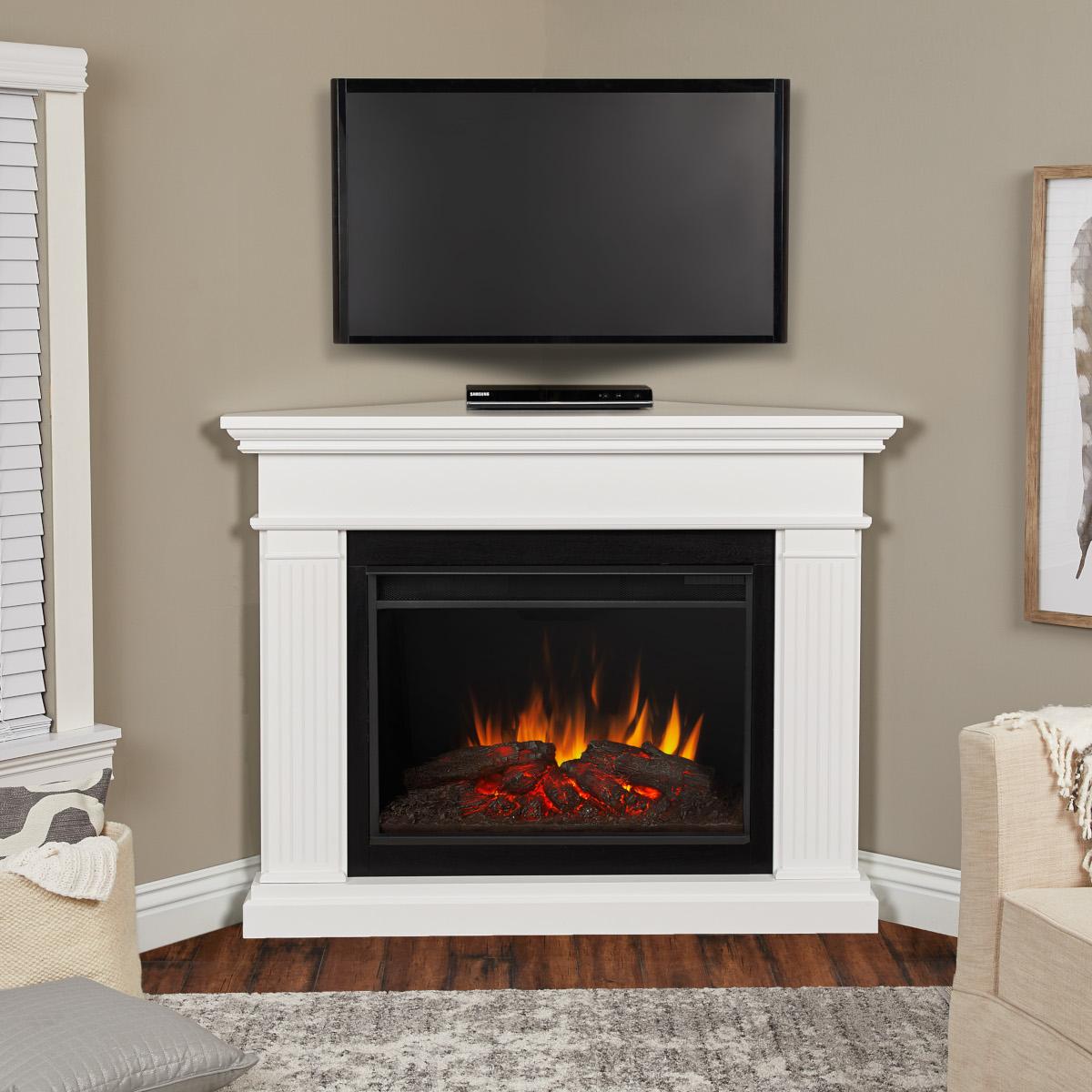 Real Flame 56 Inch Kennedy Grand Corner Electric Fireplace with Mantel