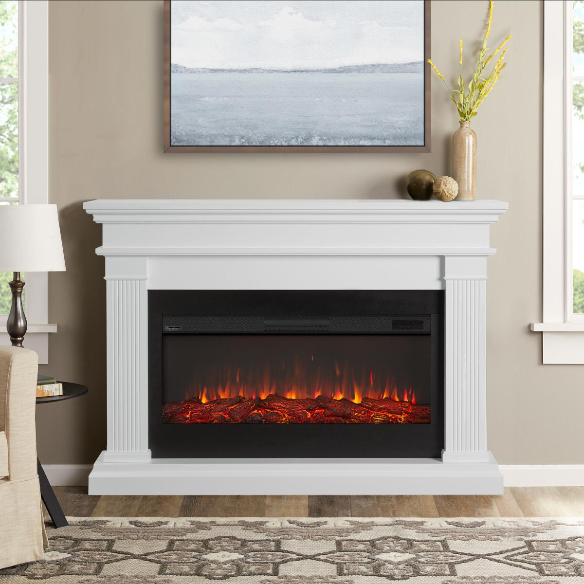 Real Flame 59 Inch Beau Landscape Electric Fireplace with Mantel