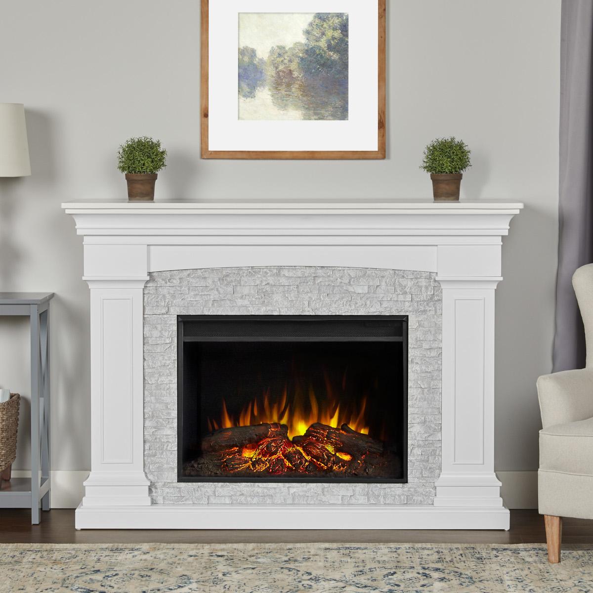 Real Flame 63 Inch Deland Grand Electric Fireplace with Mantel