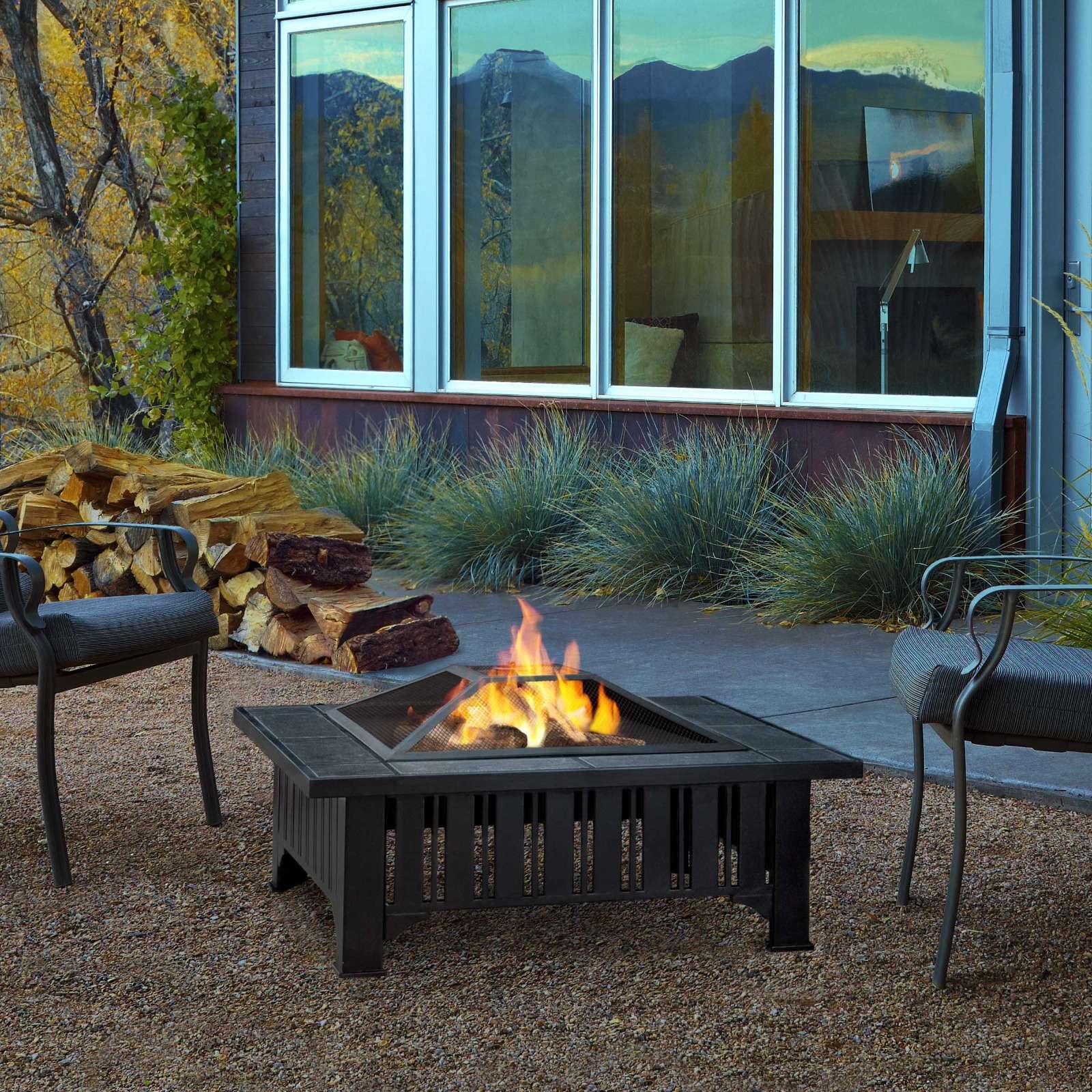 Real Flame 34 Inch Lafayette Wood Burning Fire Pit