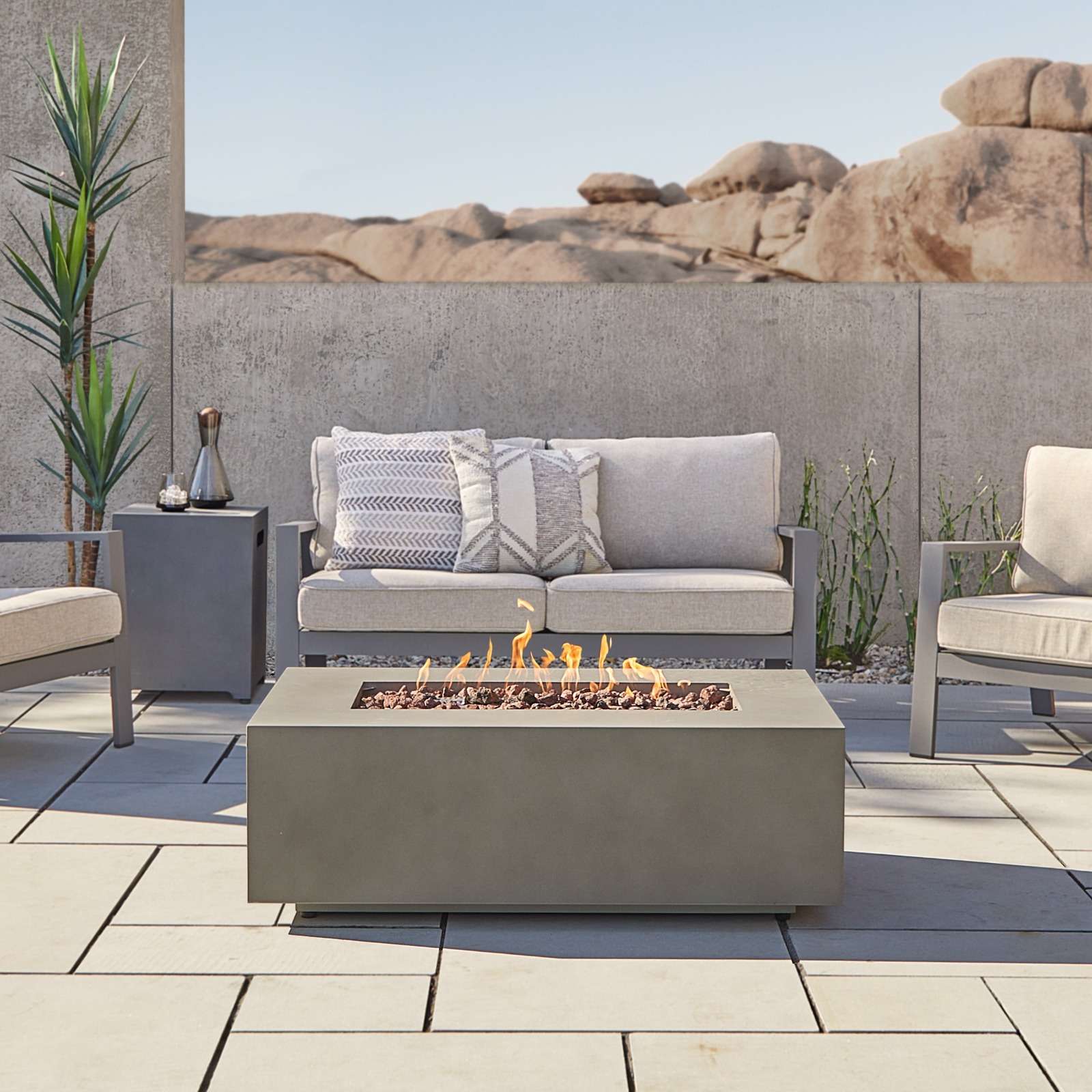 Real Flame 42 Inch Aegean Rectangle Propane Fire Table
