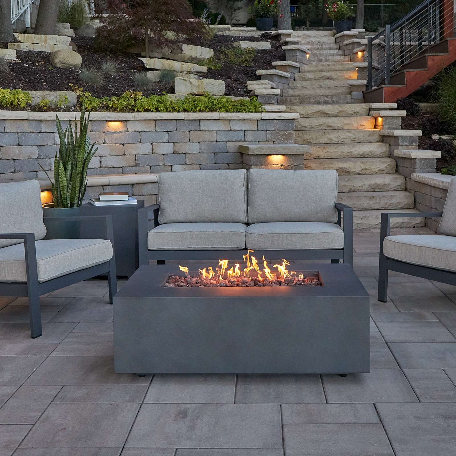 Real Flame 42 Inch Aegean Rectangle Propane Fire Table