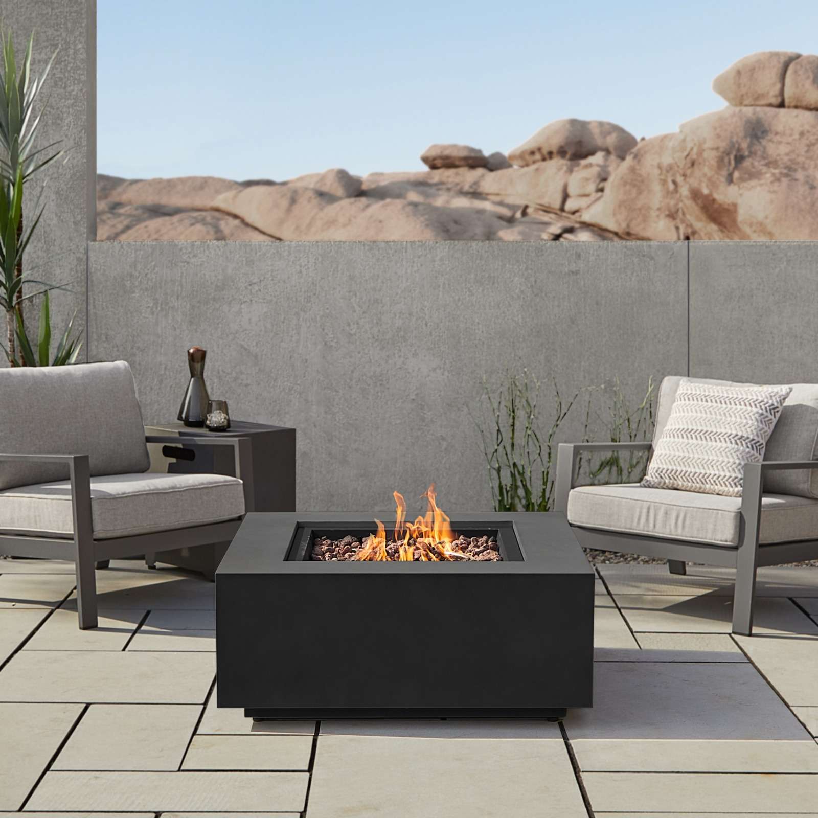 Real Flame 36 Inch Aegean Square Propane Fire Table