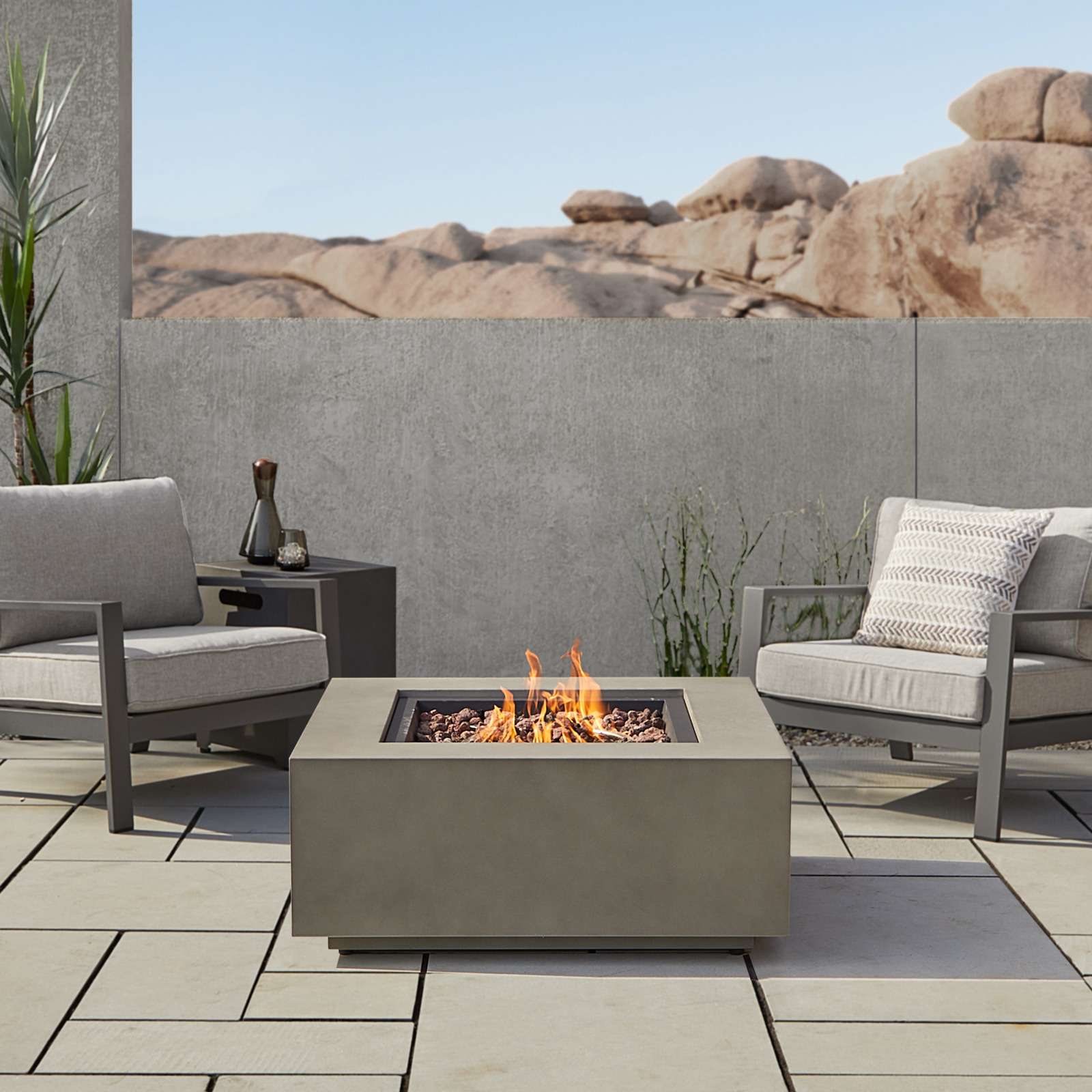 Real Flame 36 Inch Aegean Square Propane Fire Table
