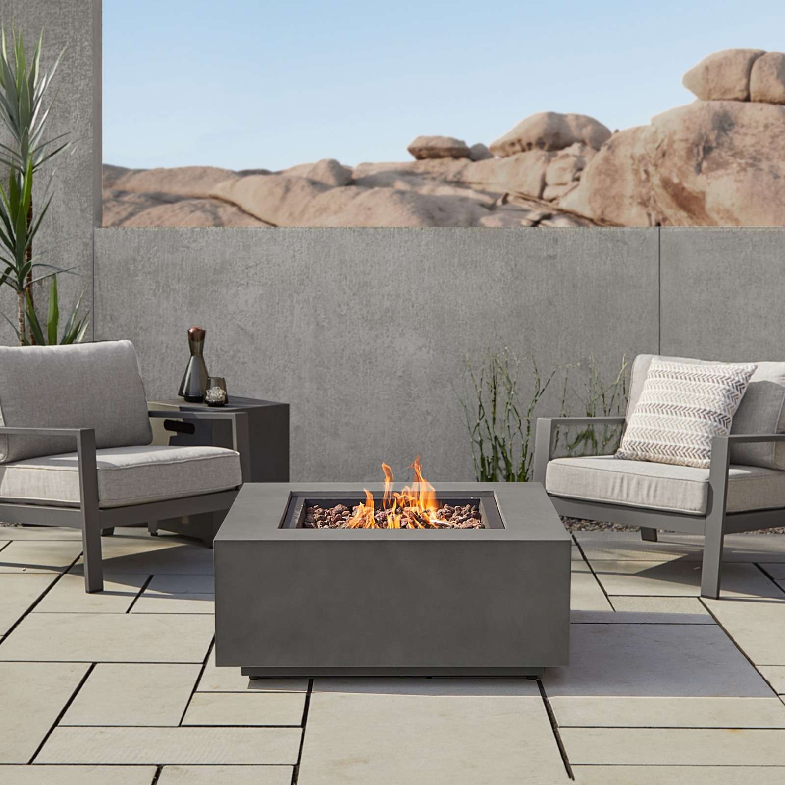 Real Flame 36 Inch Aegean Square Propane Fire Table