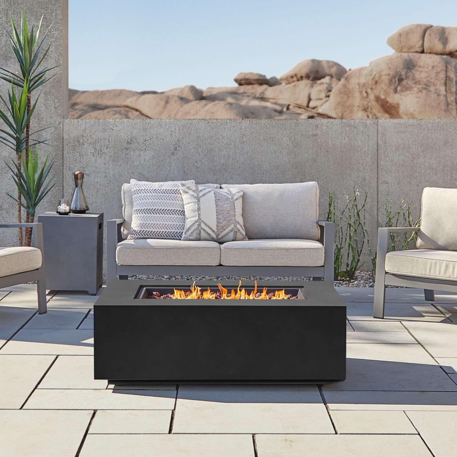 Real Flame 50 Inch Aegean Rectangle Propane Fire Table