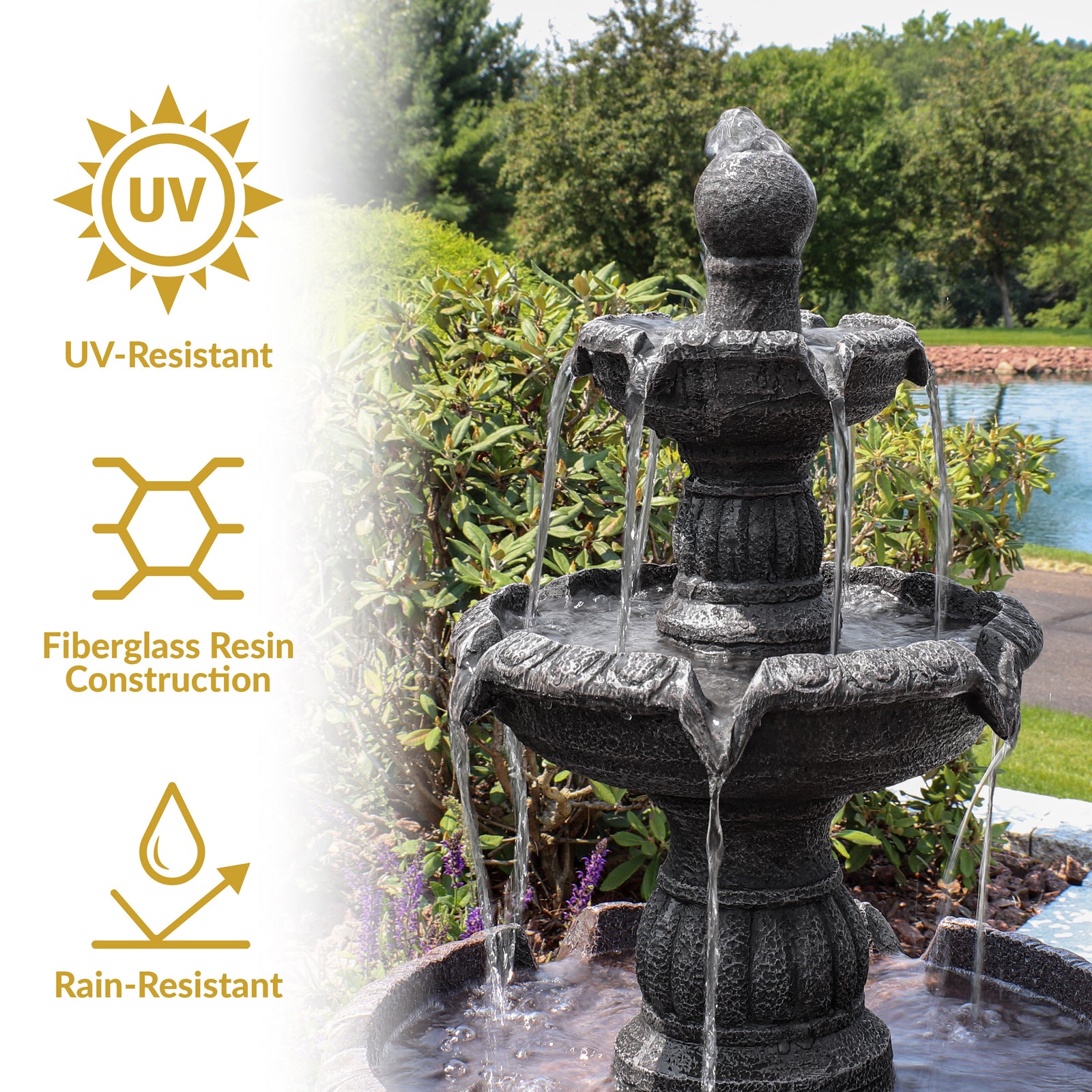 Sunnydaze 49 Inch Mediterranean Four-Tier Fountain
