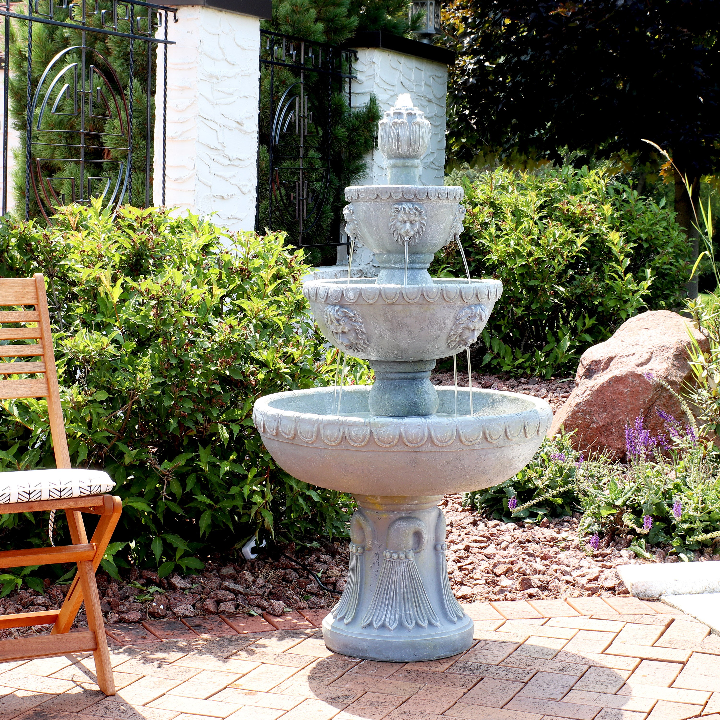 Sunnydaze 53 Inch Four-Tier Lion Head Fountain