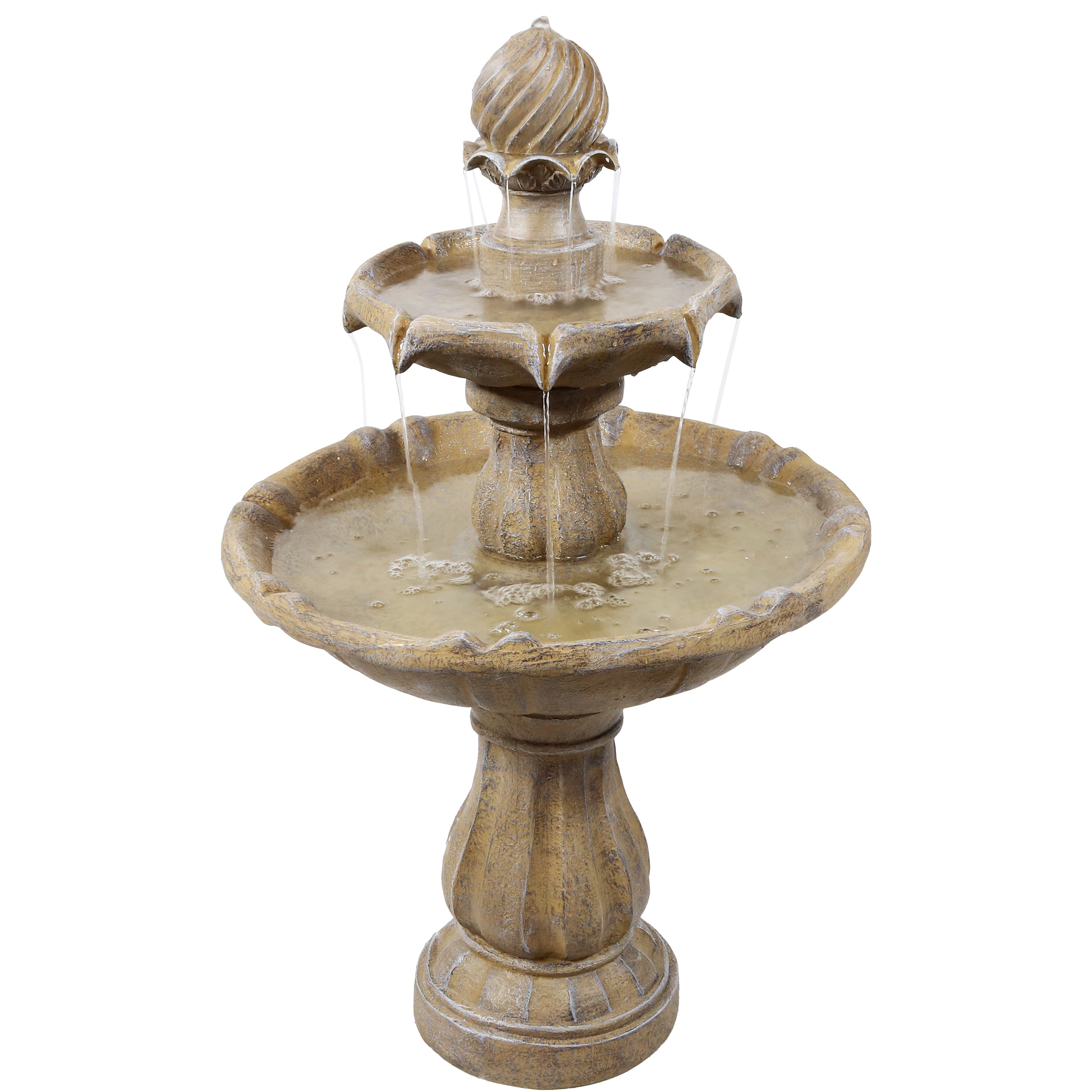 Sunnydaze 35 Inch Two-Tier Solar Fountain with Battery Backup