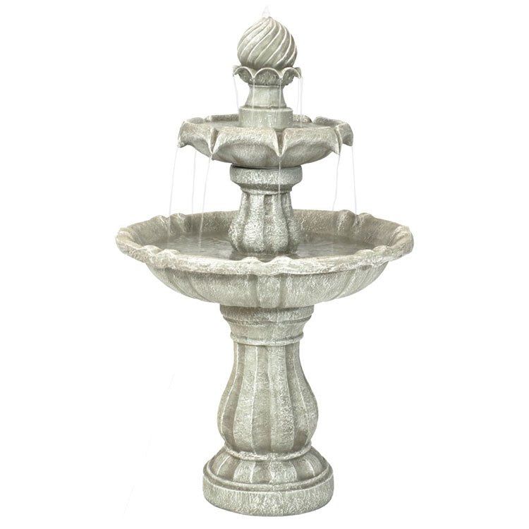 Sunnydaze 35 Inch Two-Tier Solar Fountain with Battery Backup