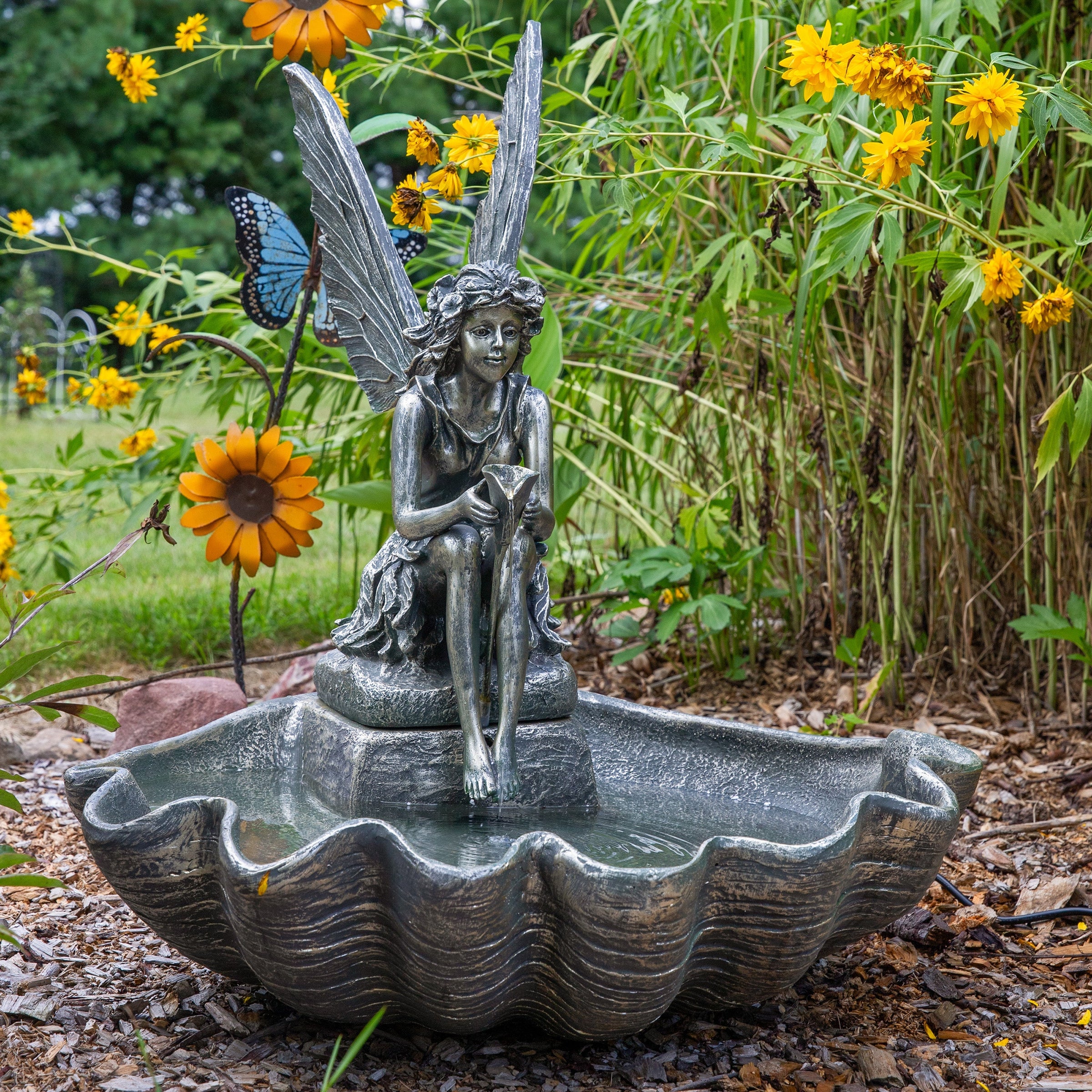 Sunnydaze 30 Inch Fairy Shell Fountain