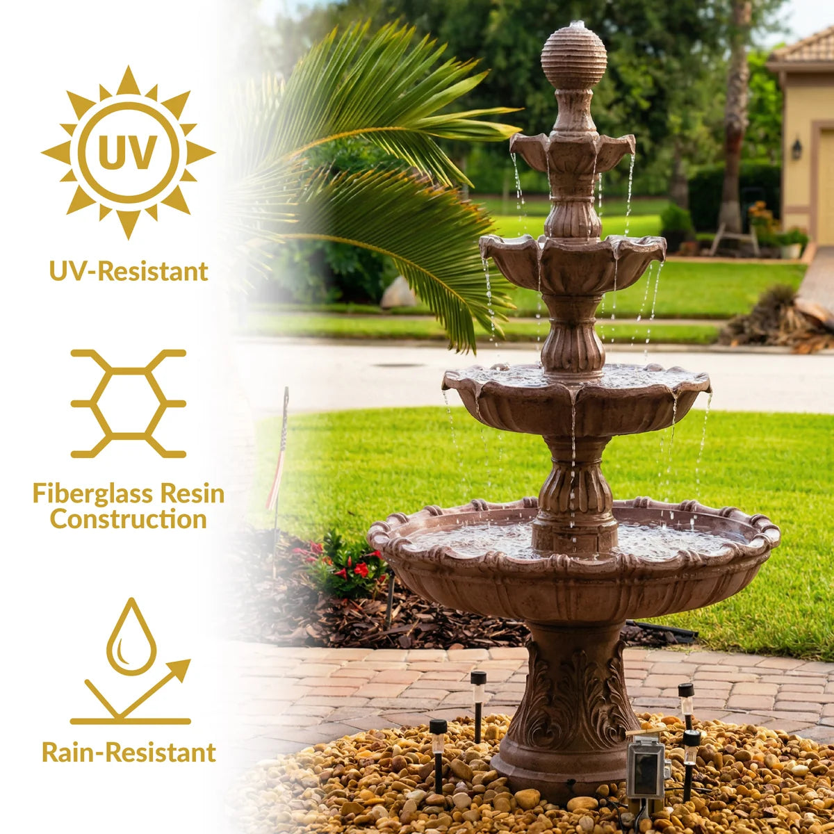 Sunnydaze 80 Inch Large Tiered Ball Fountain