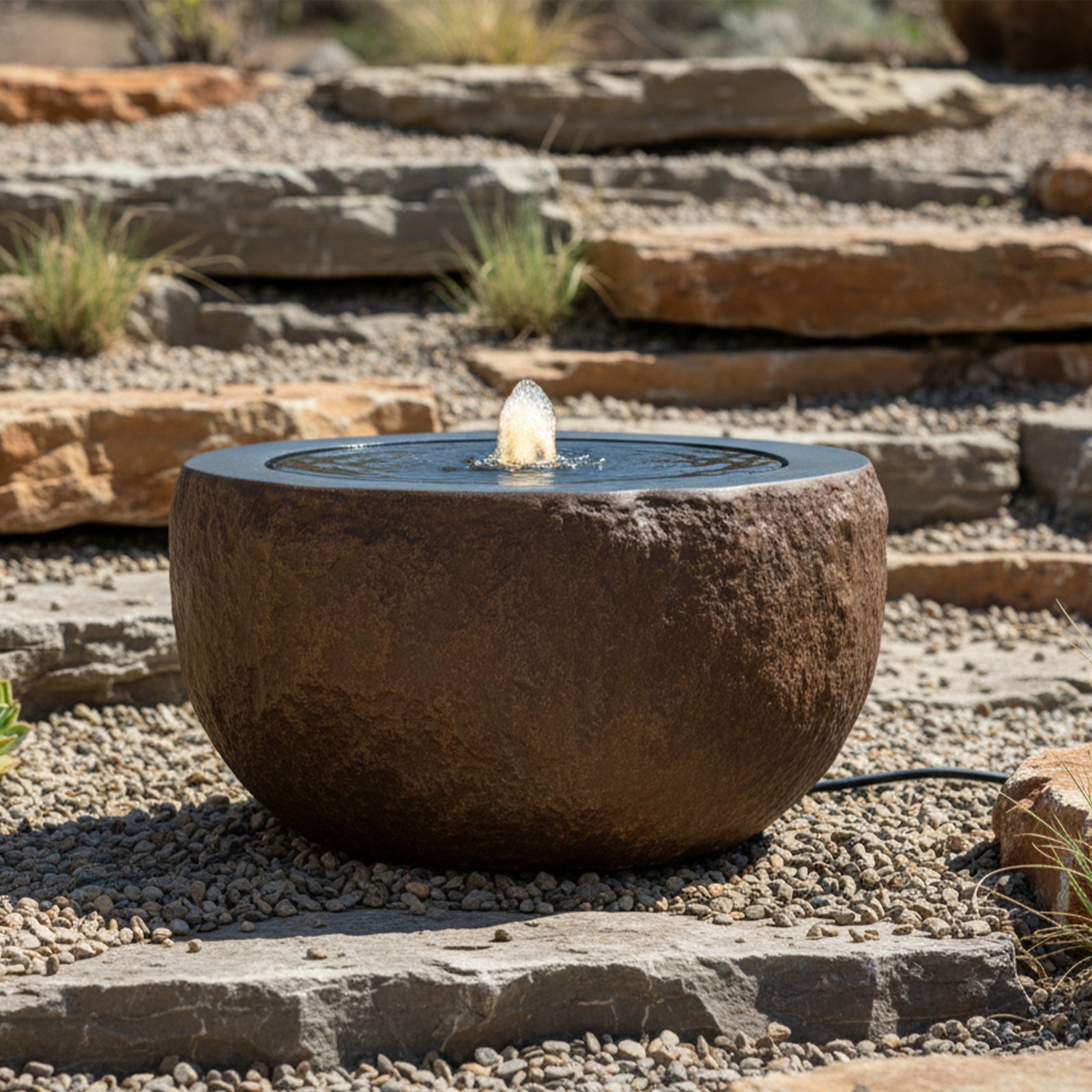 Sunnydaze Round Bowl Outdoor Bubble Fountain