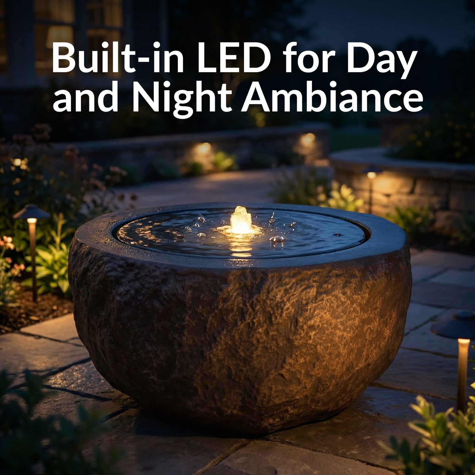 Sunnydaze Round Bowl Outdoor Bubble Fountain