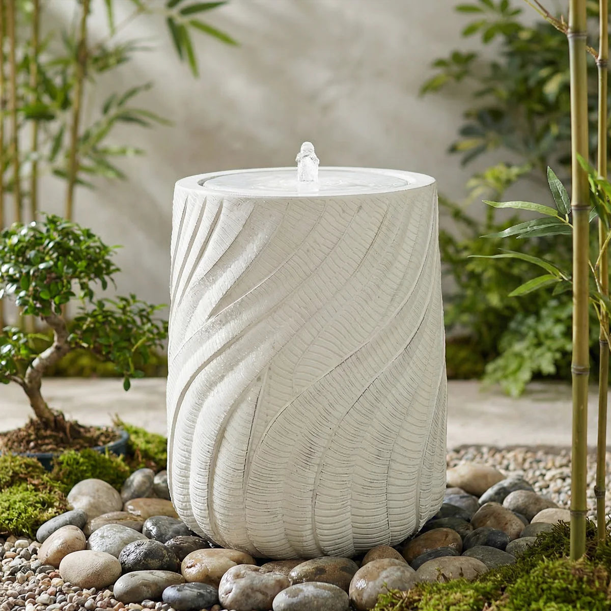 Sunnydaze Textured Spiral Outdoor Bubble Fountain