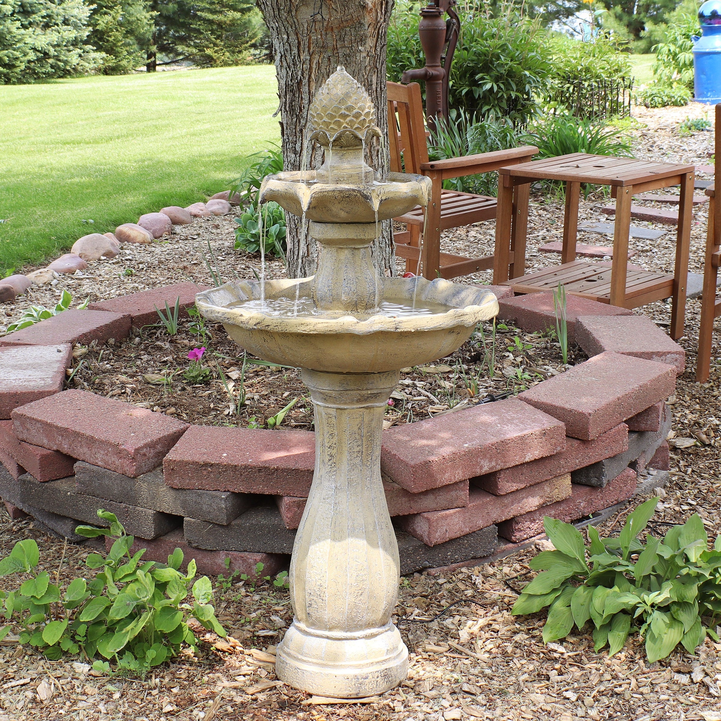 Sunnydaze 45 Inch Two-Tier Arcade Solar Fountain
