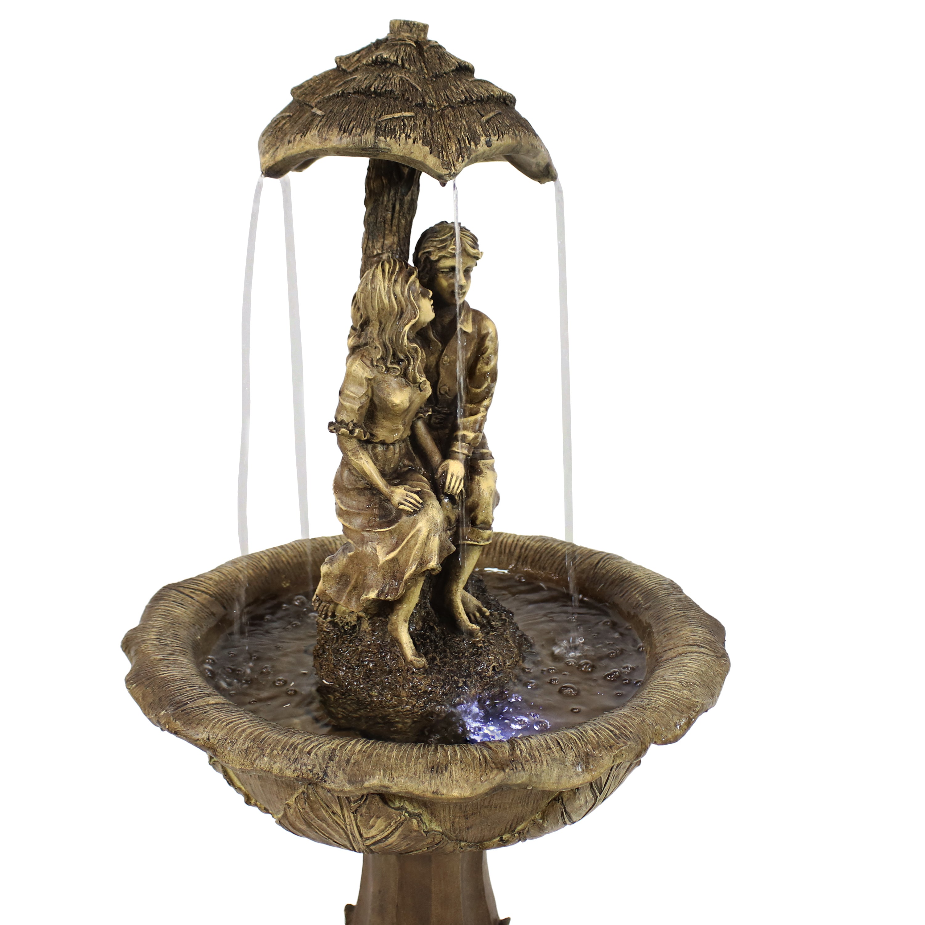 Sunnydaze 43 Inch Lovers Umbrella Solar Fountain with Battery Backup