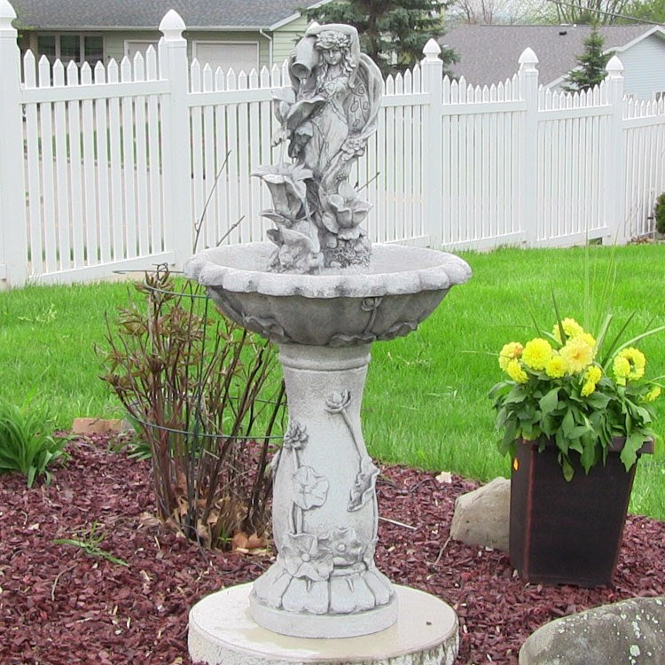 Sunnydaze 43 Inch Fairy Flower Solar Fountain with Battery Backup