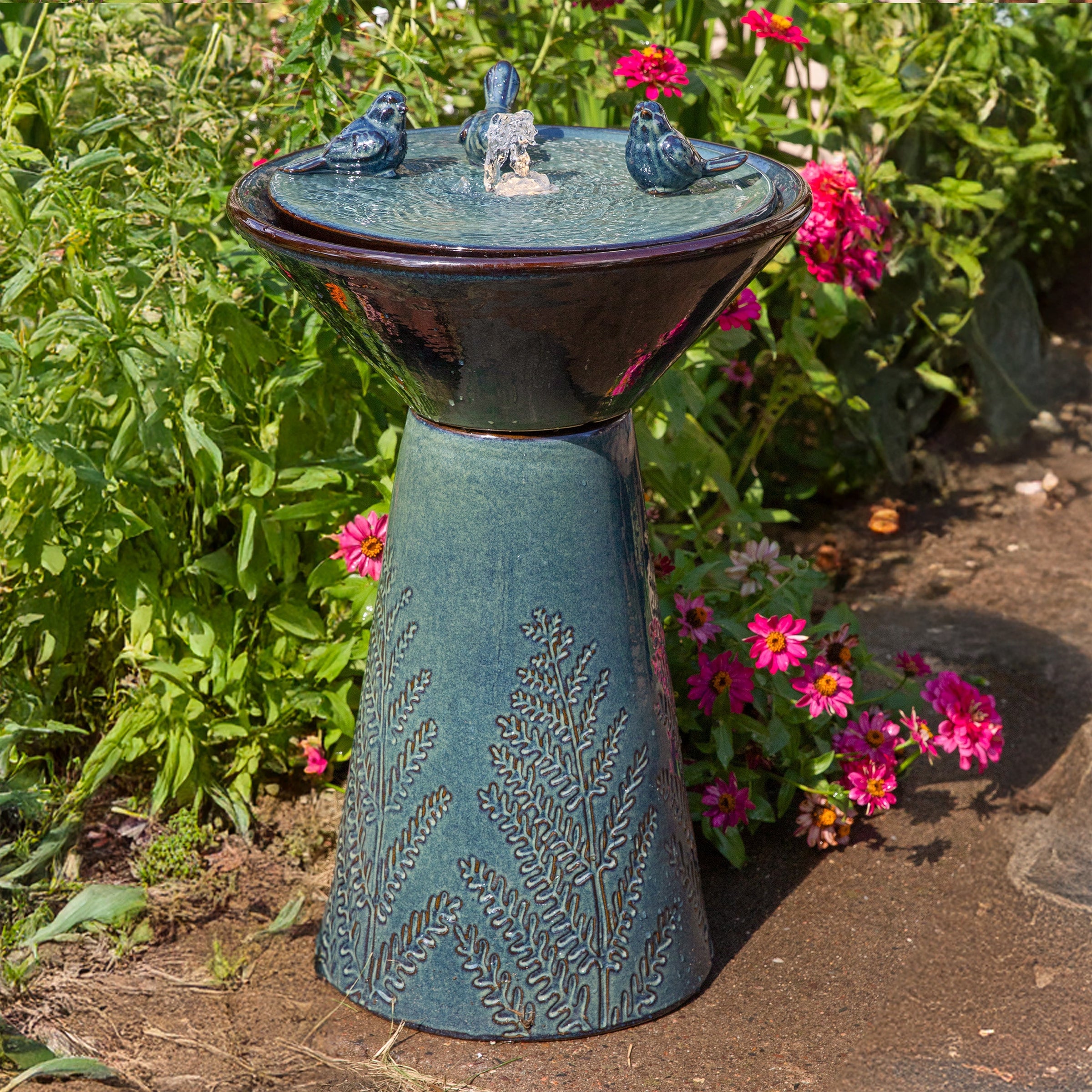Sunnydaze Gathering Birds Ceramic Fountain
